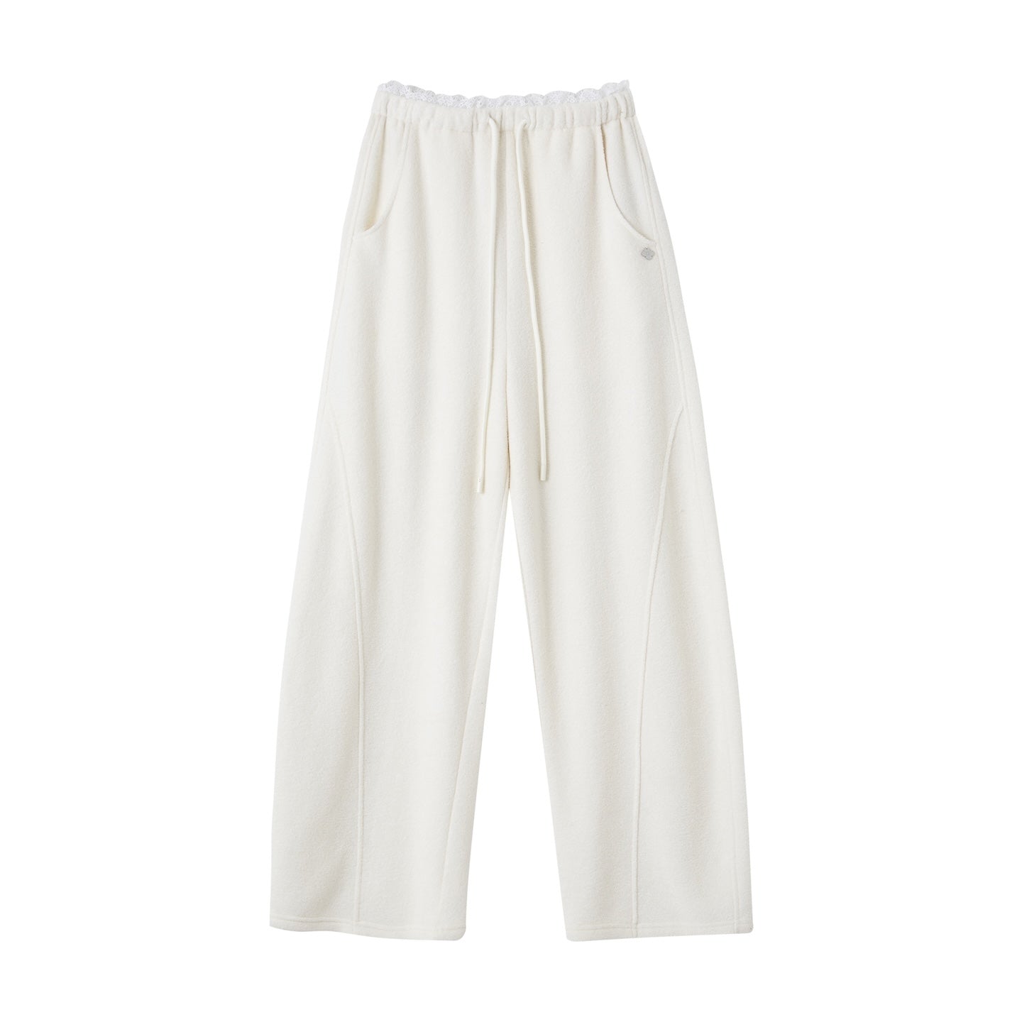 SOMESOWE Glutinous Rice Velvet Banana Pants In White | MADAX