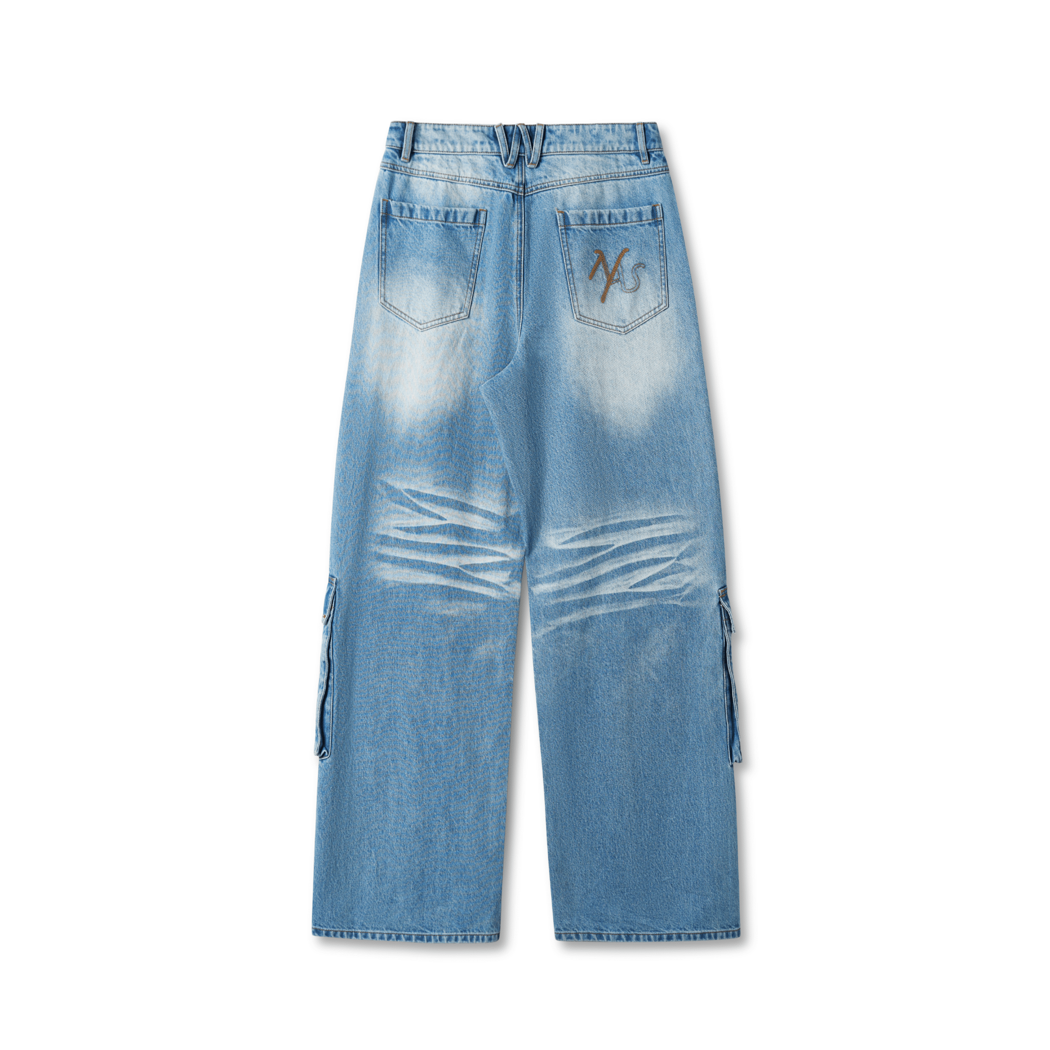 NAWS Gravel Denim Cargo Pants in Blue | MADAX