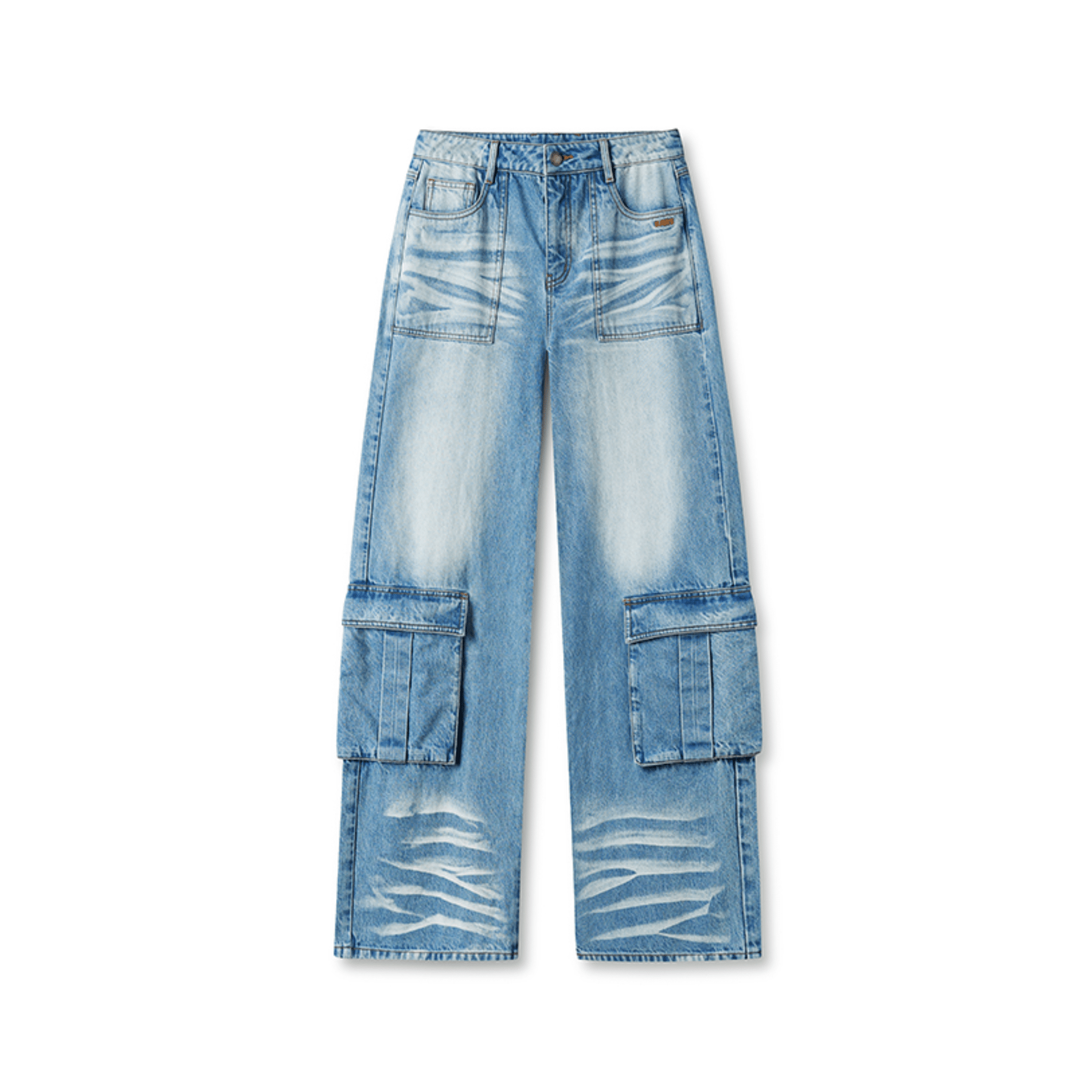 NAWS Gravel Denim Cargo Pants in Blue | MADAX