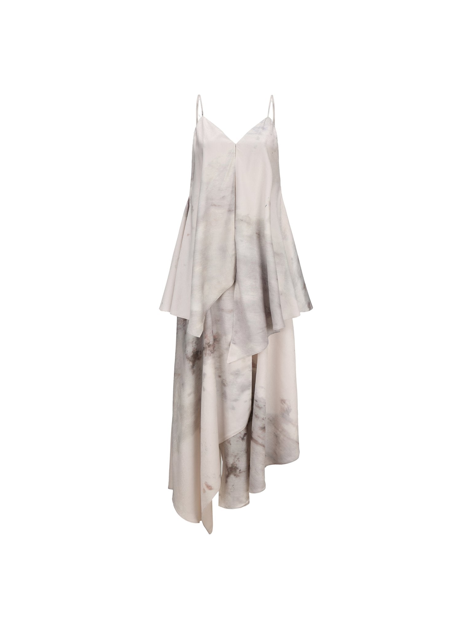 ELYWOOD Gray and White Ink Print Maxi Dress | MADAX