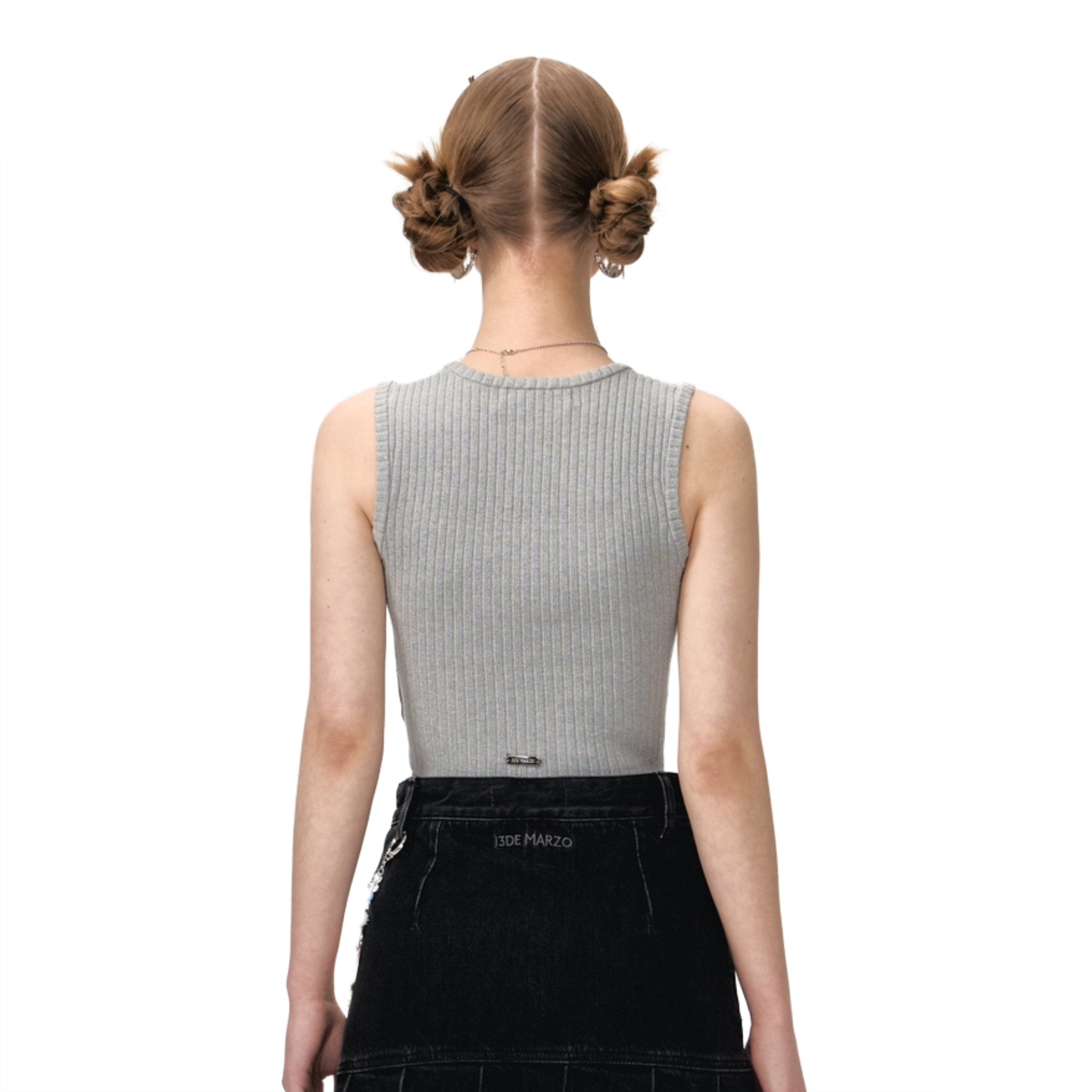 13DE MARZO Gray Base Knit Tank Top | MADA IN CHINA