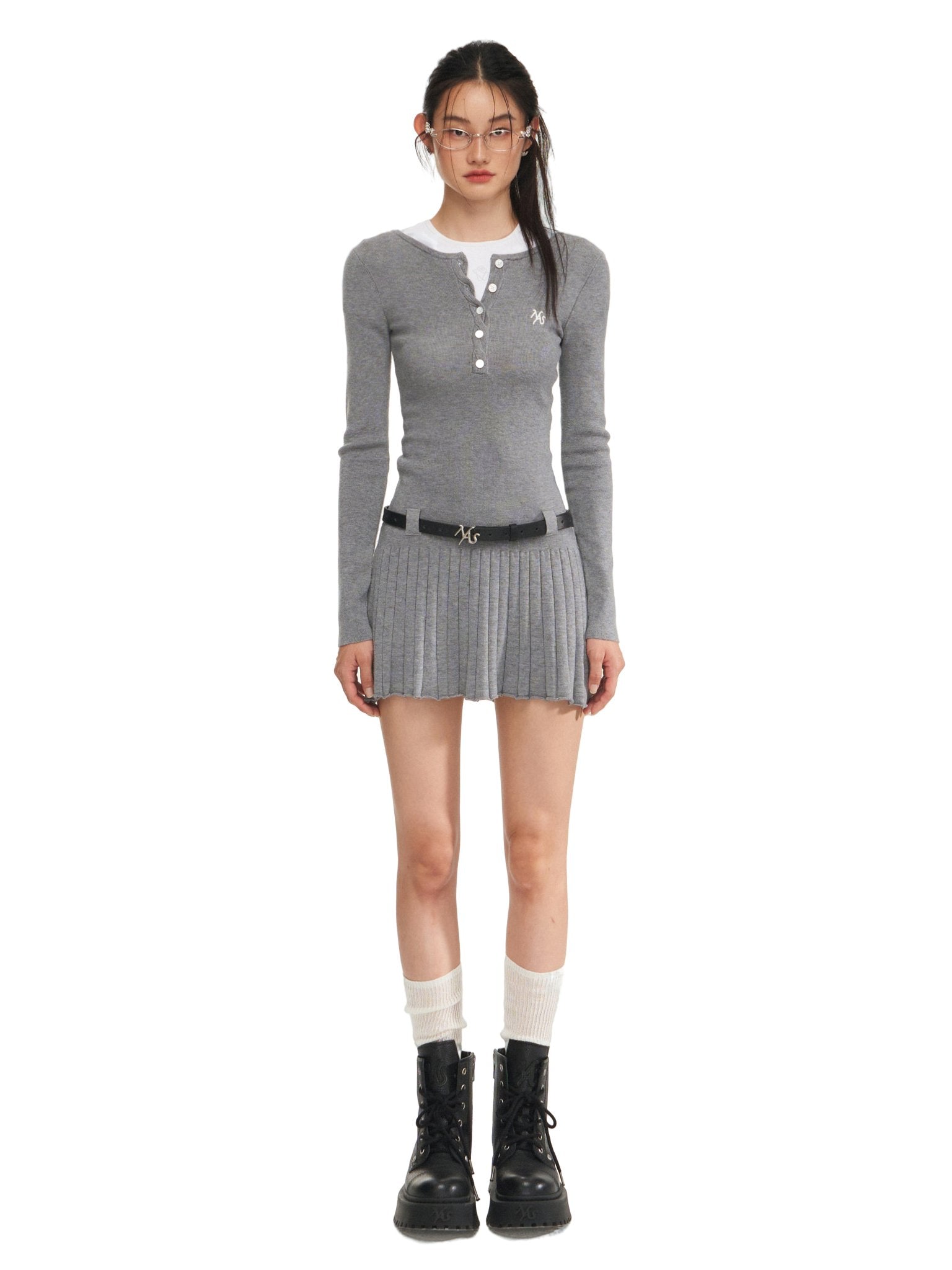 NAWS Gray Classic Knit Dress | MADAX