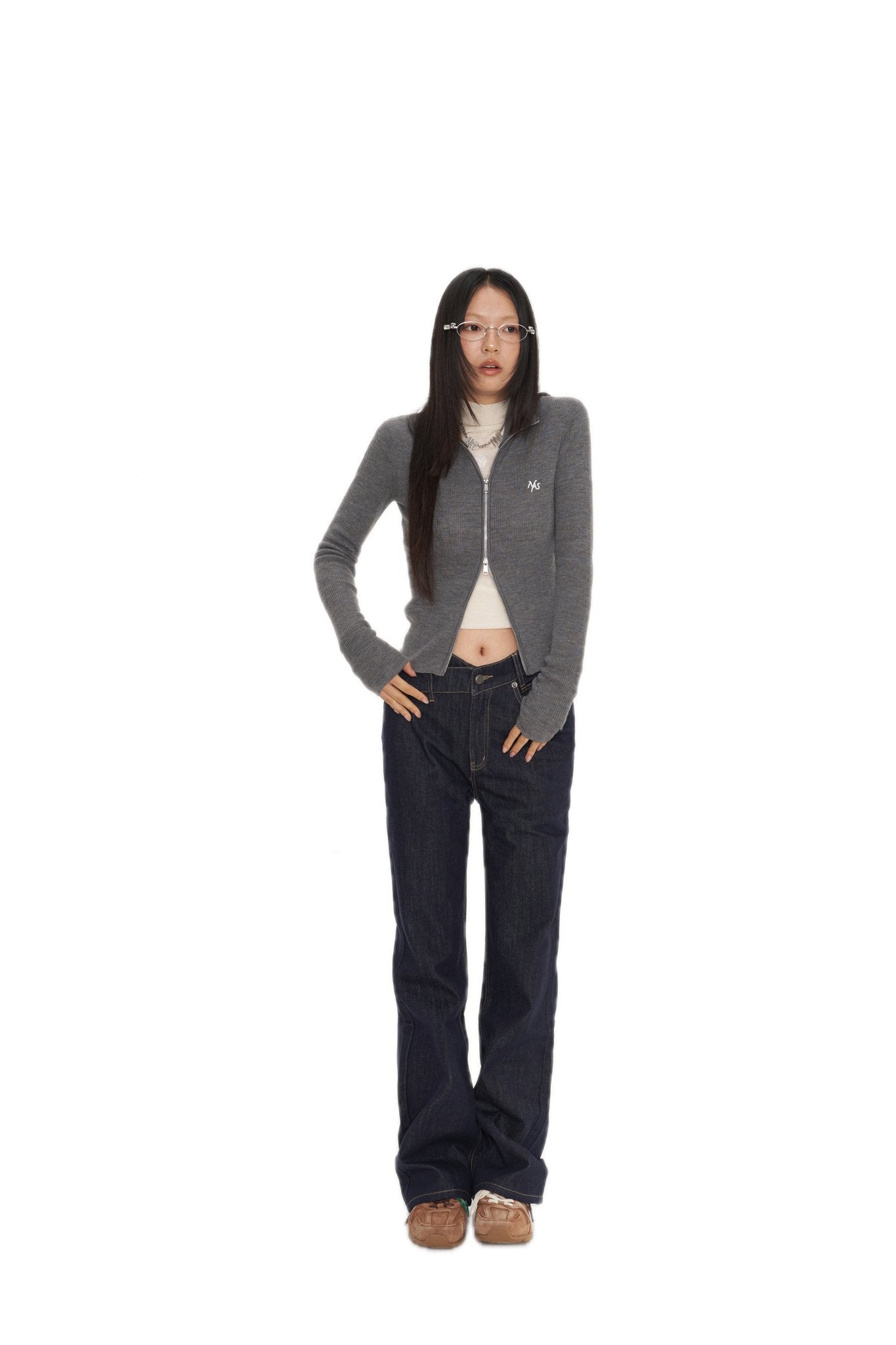 NAWS Gray Classic Logo Knit Cardigan | MADAX