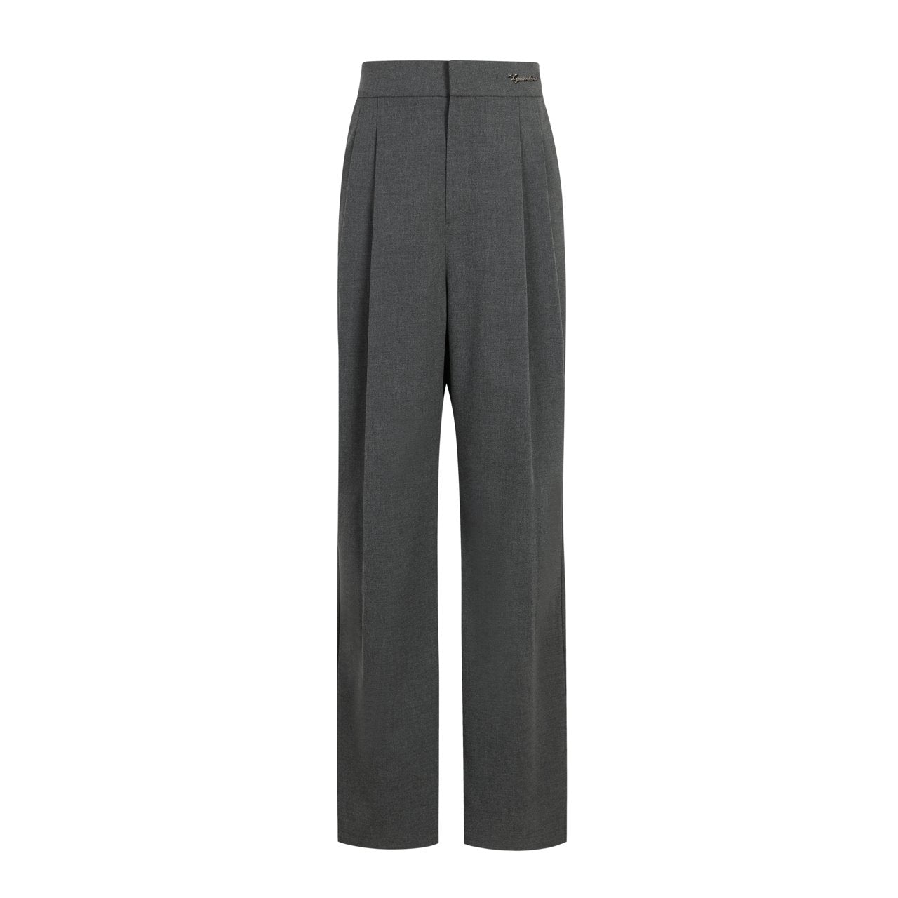 THREE QUARTERS Gray Cropped Pleated Straight Leg Casual Pants | MADA IN CHINA