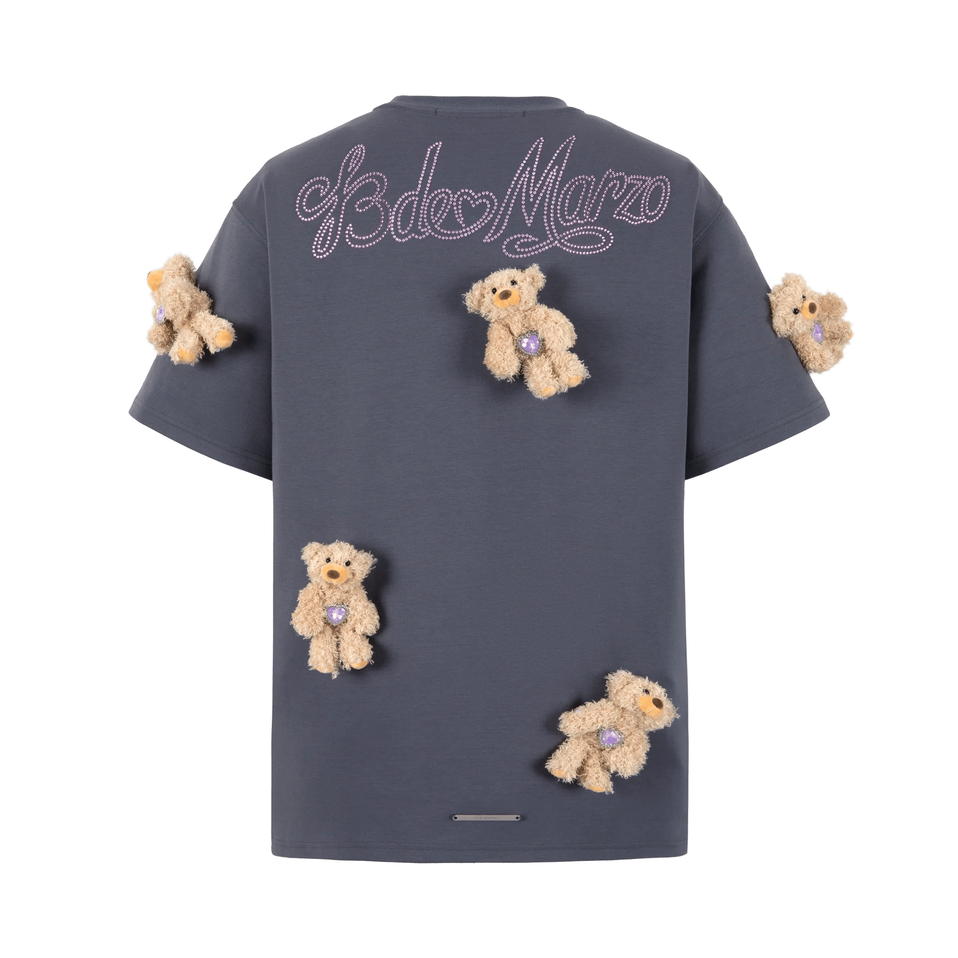 13DE MARZO Gray Doozoo Rhinestone T - shirt | MADA IN CHINA