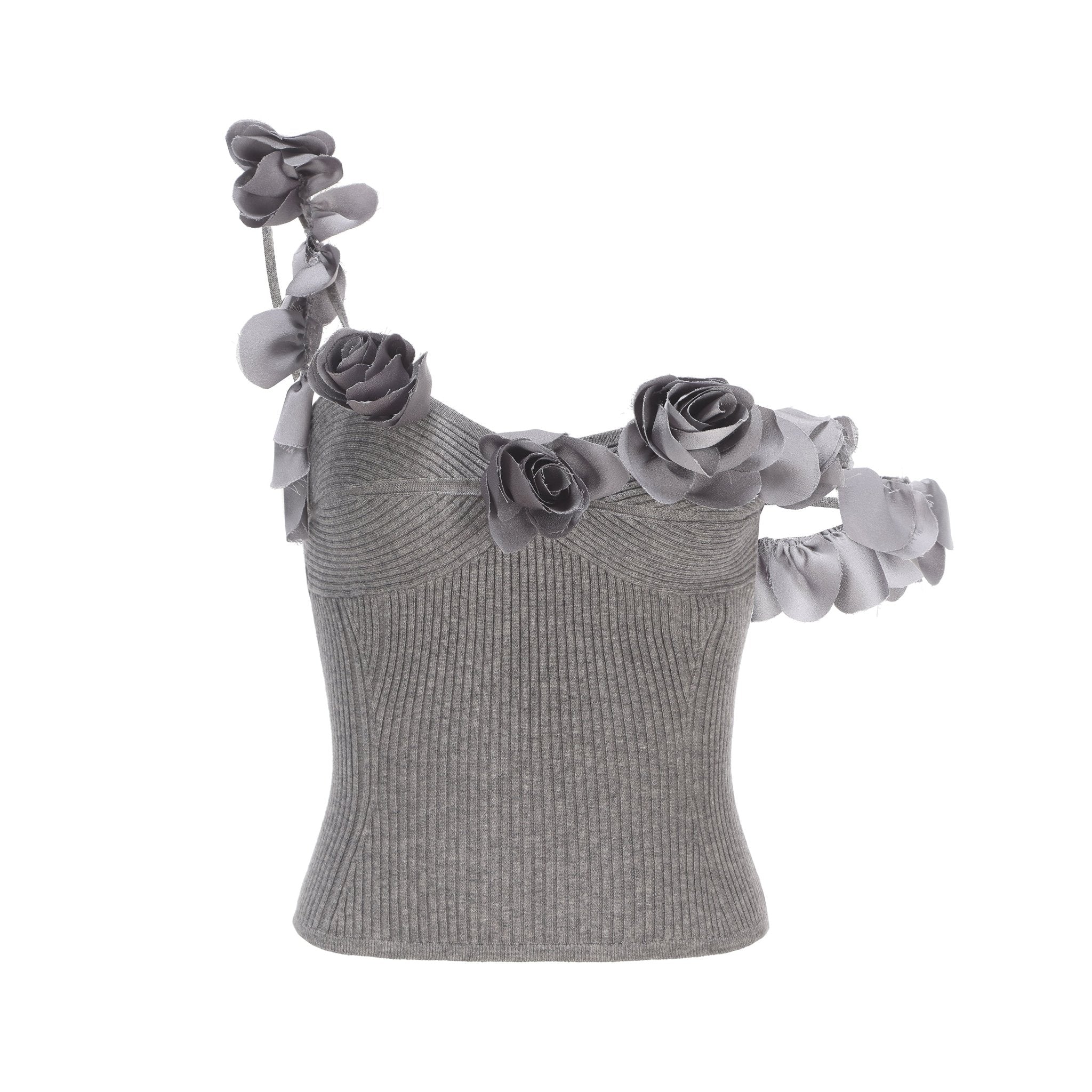 ARTE PURA Gray Floral Knit Camisole | MADA IN CHINA