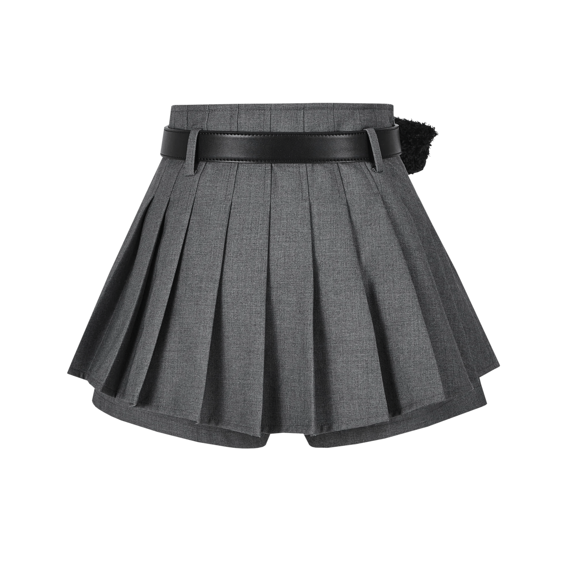 13DE MARZO High Waist Belt Pleated Skirt