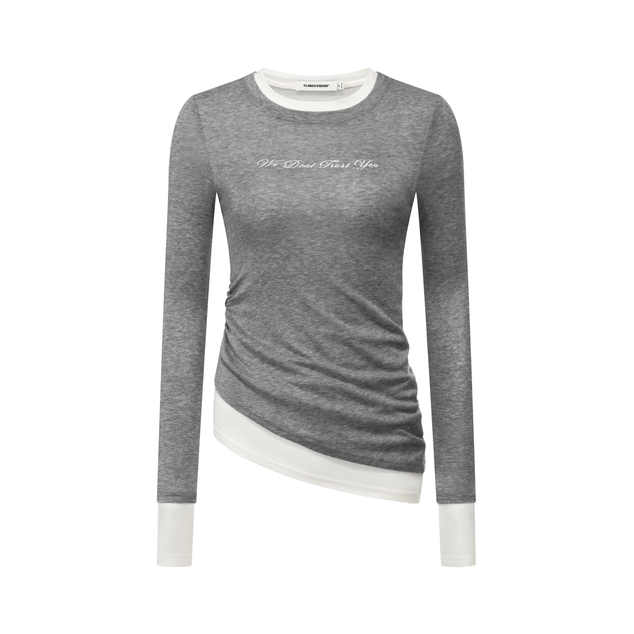 Climax Vision Gray Light Elastic Fake Two - piece Long Sleeves | MADAX