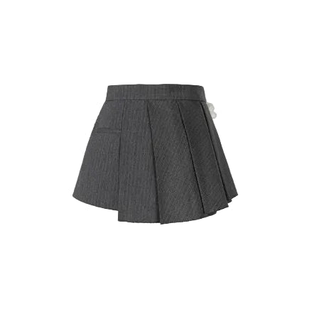 13DE MARZO Gray Striped Pleated Culottes | MADAX