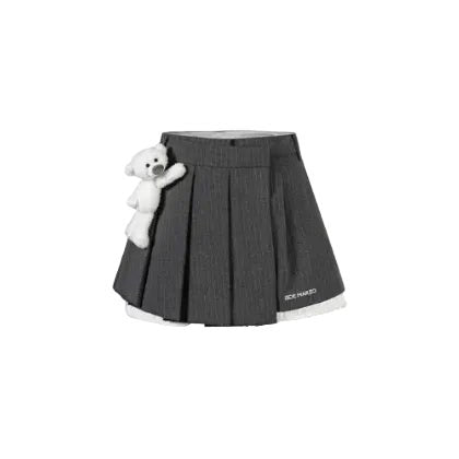 13DE MARZO Gray Striped Pleated Culottes | MADAX