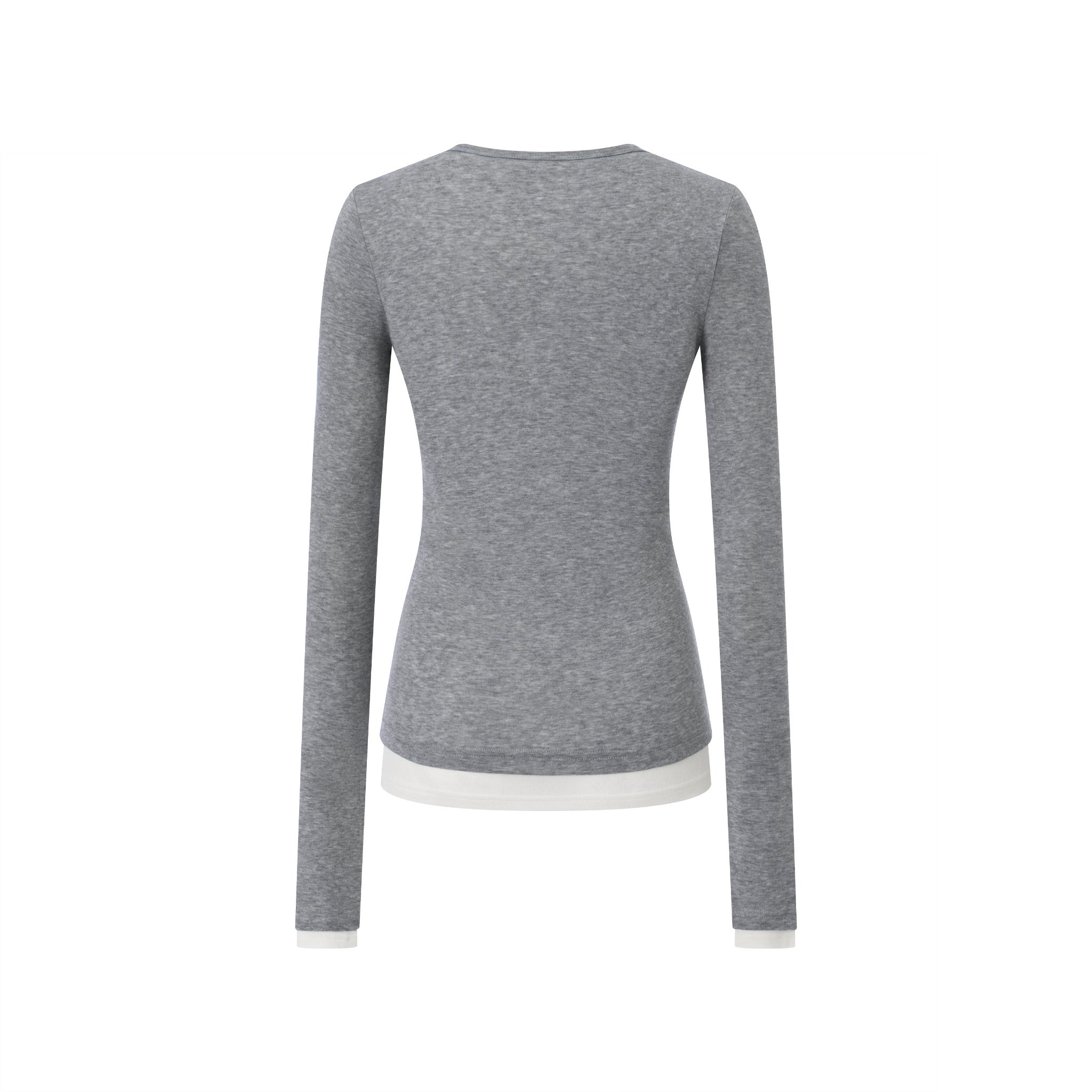 CLIMAX VISION Gray Tencel Wool Henley Collar False Two Piece | MADAX