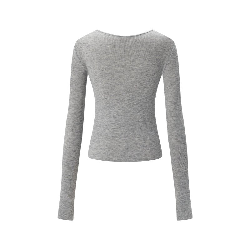 NAWS Gray Twisted Henley Collar Knitwear Top | MADAX