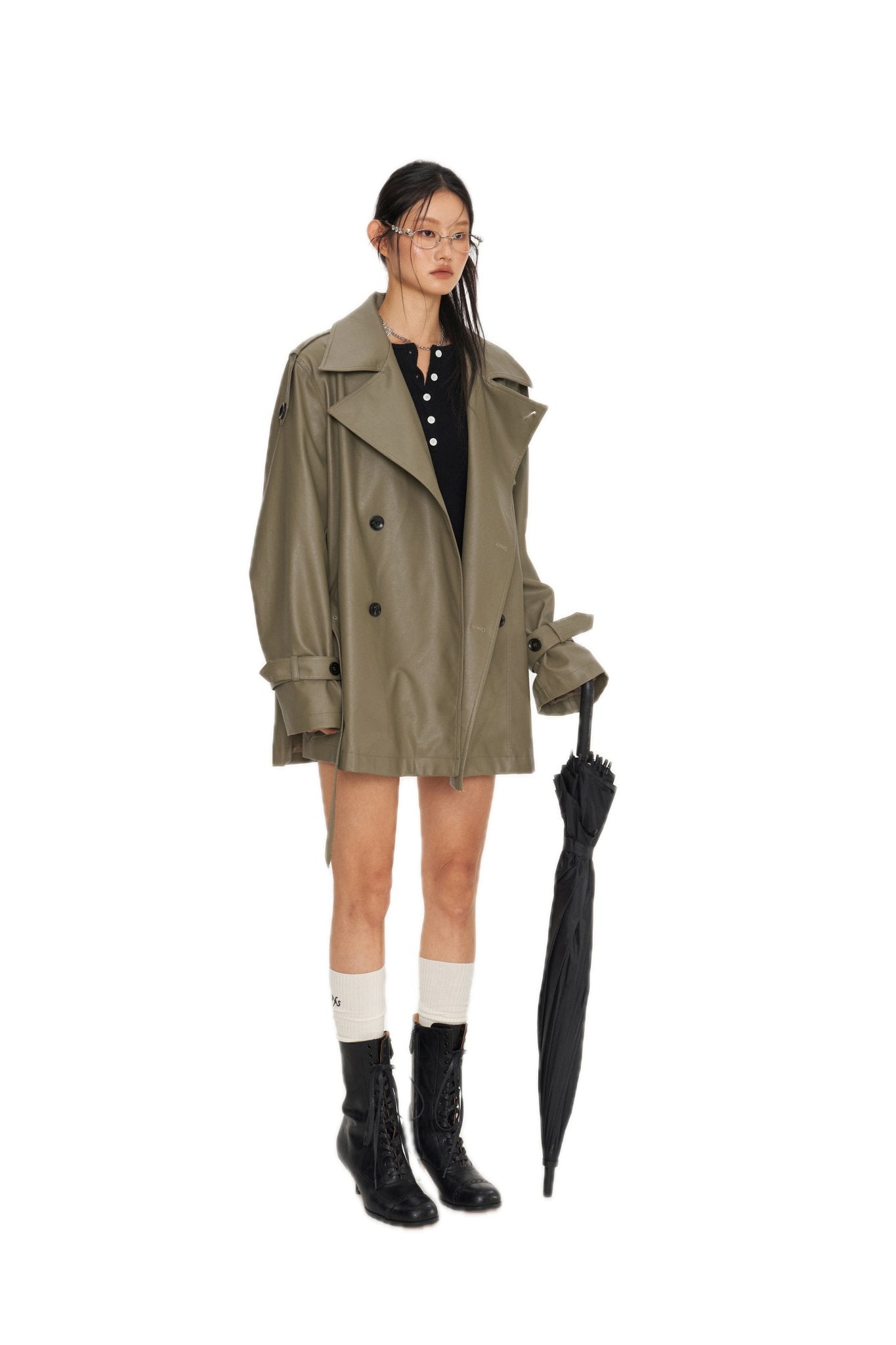 NAWS Green Emissary Leather Trenchcoat | MADAX