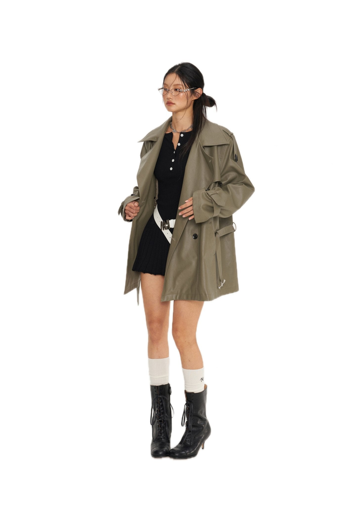 NAWS Green Emissary Leather Trenchcoat | MADAX