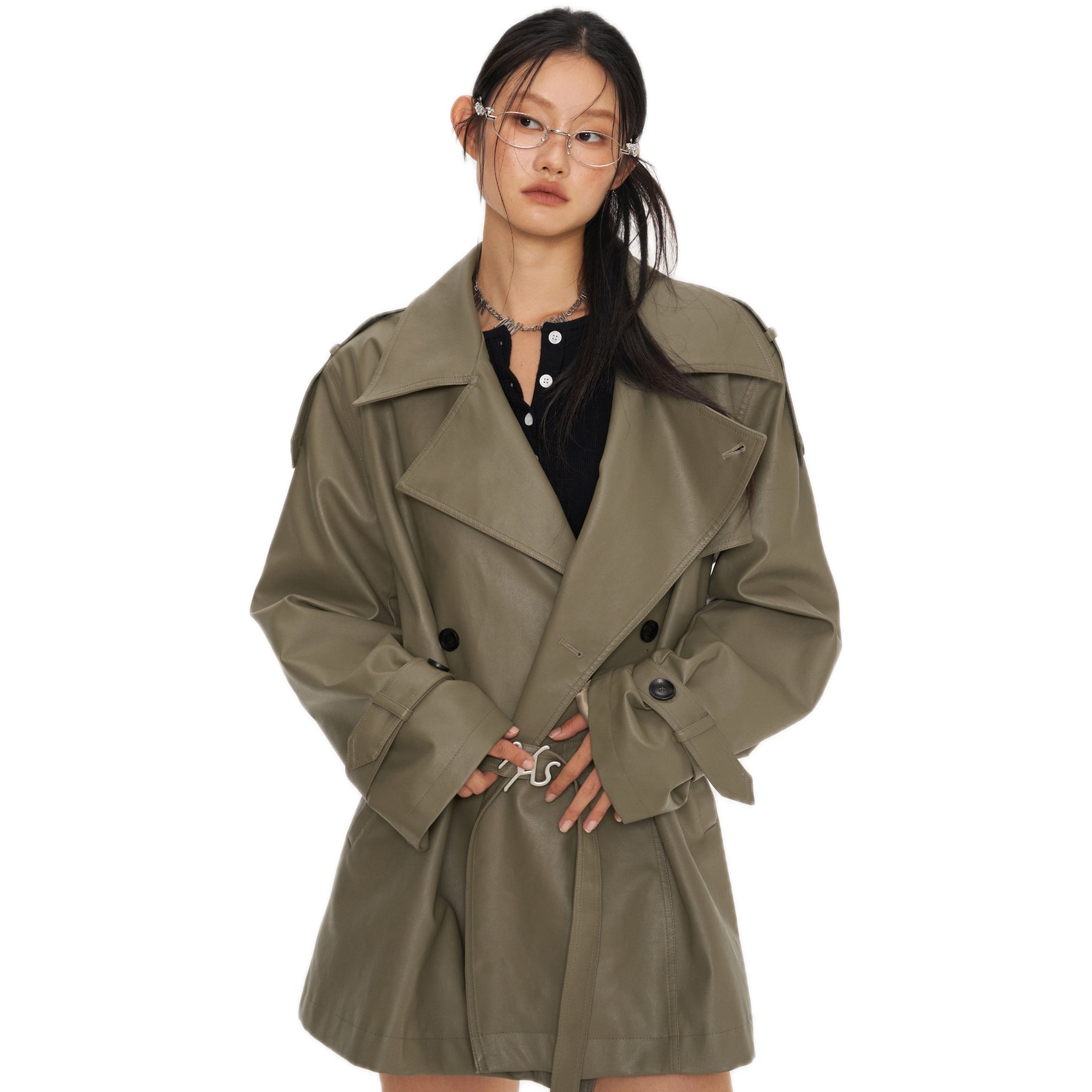 NAWS Green Emissary Leather Trenchcoat | MADAX