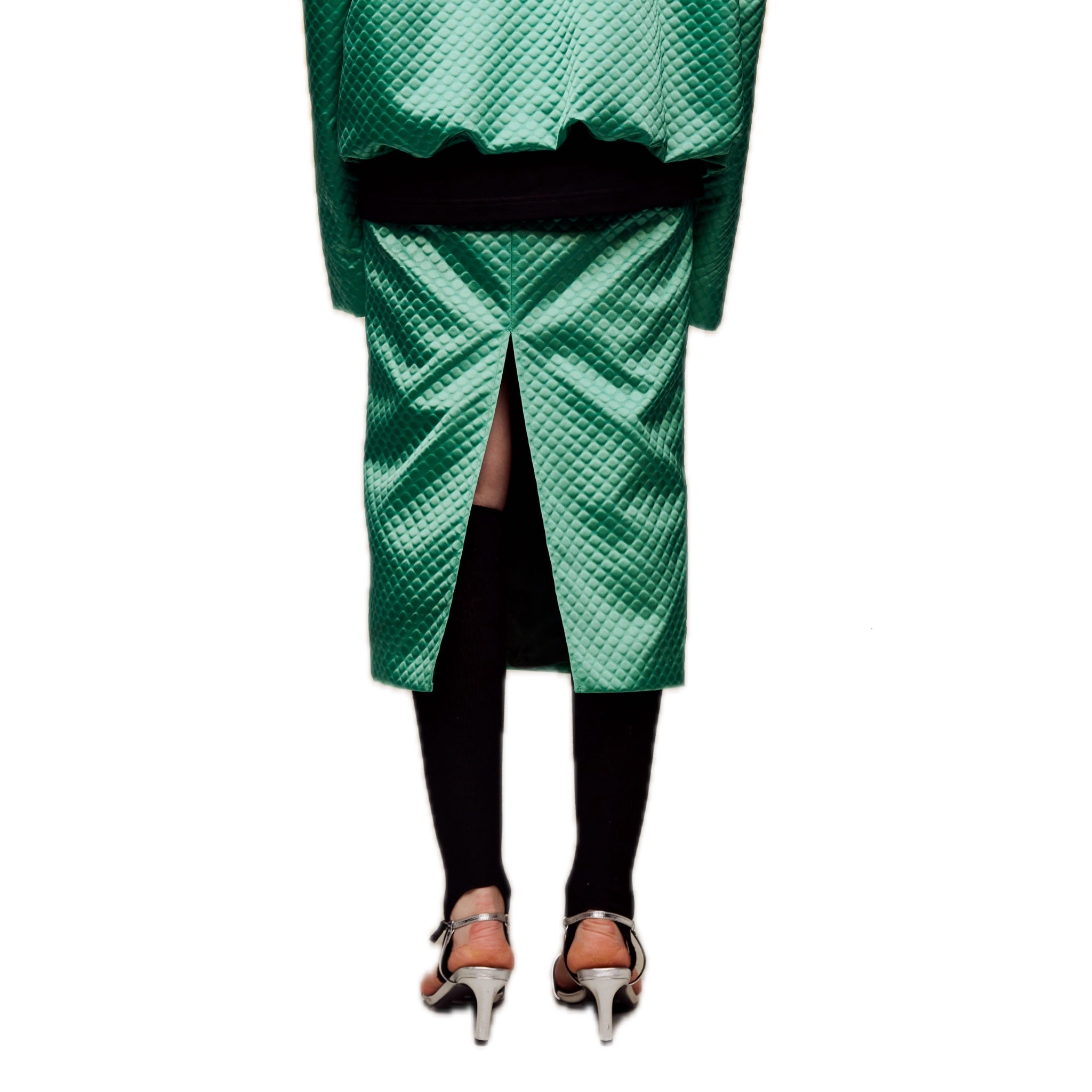 ilEWUOY Green Slit Skirt | MADA IN CHINA