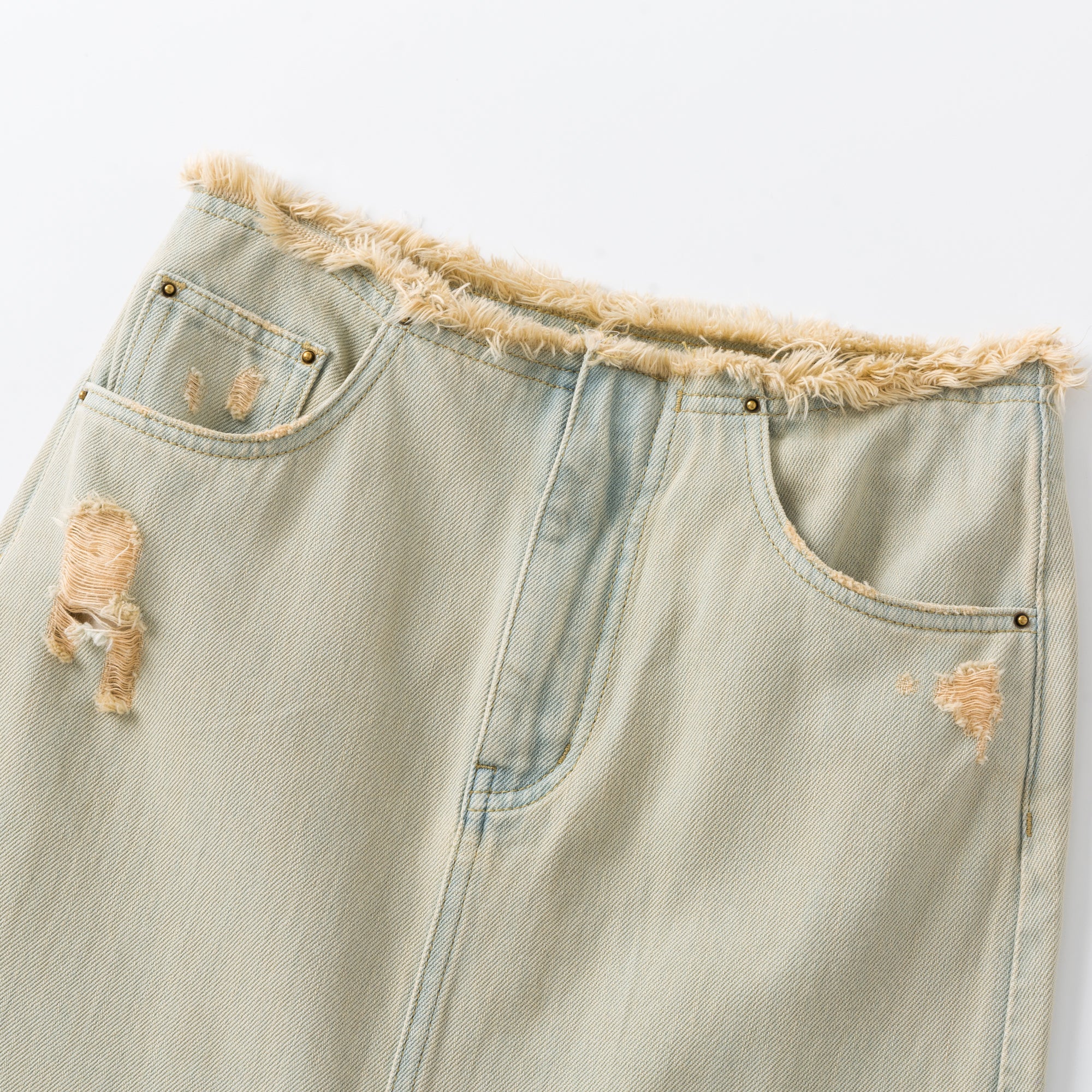 Ther. Green Vintage Washed Denim Skirt | MADA IN CHINA