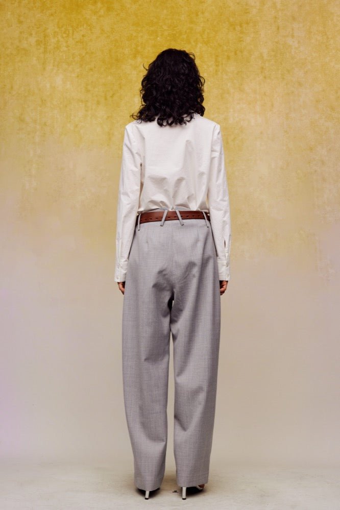 ilEWUOY Grey Acetate Wool Pressed Trousers | MADA IN CHINA