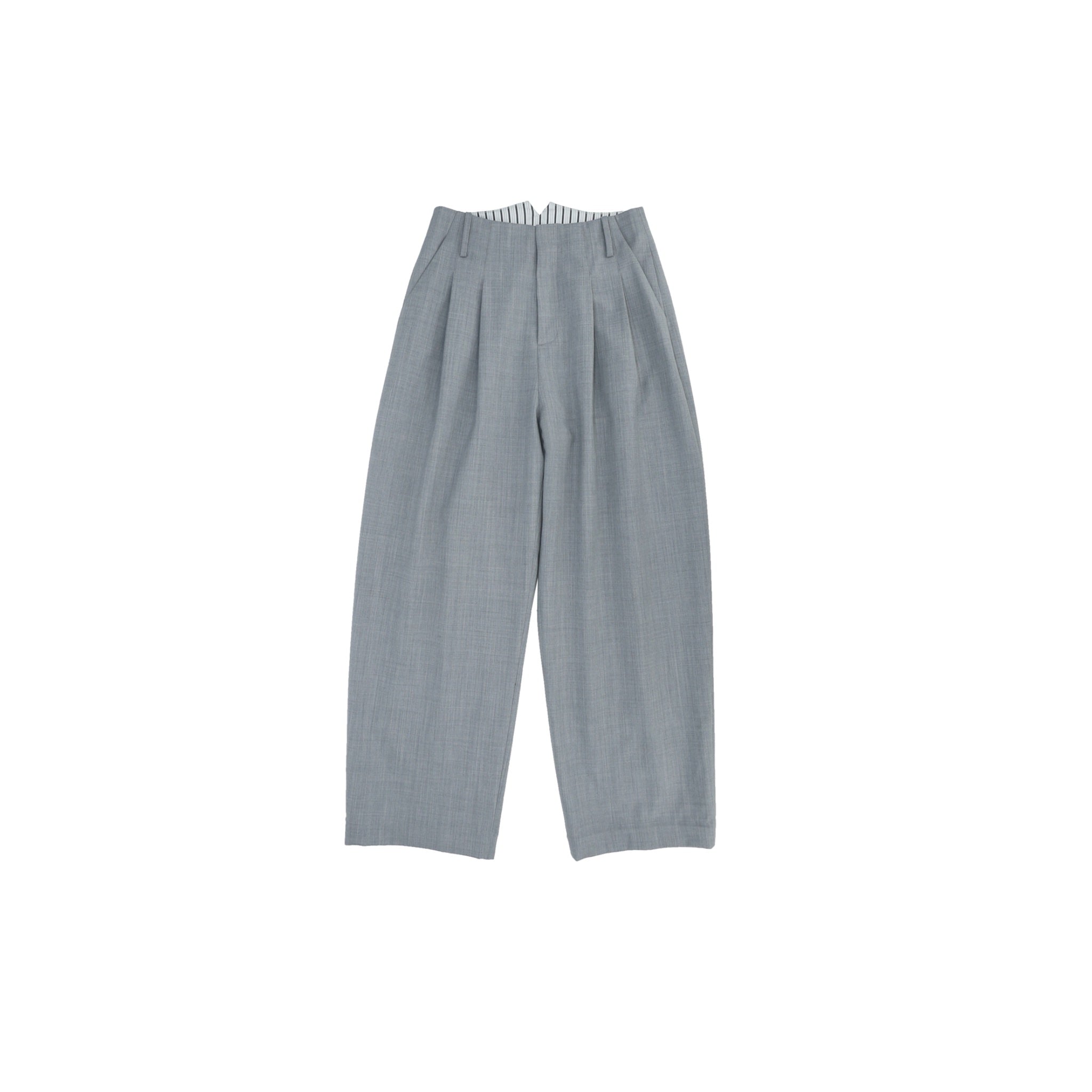 ilEWUOY Grey Acetate Wool Pressed Trousers | MADA IN CHINA