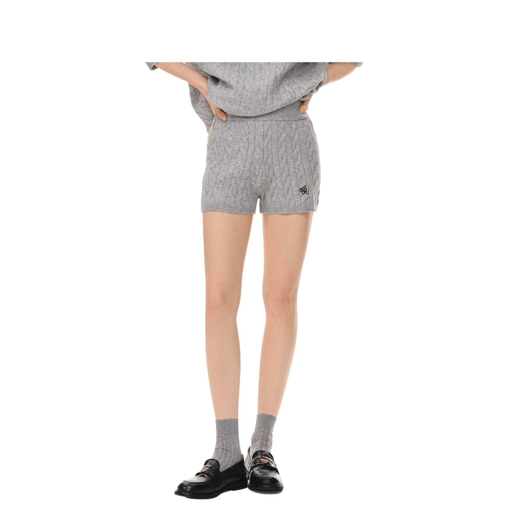 CLIMAX VISION Grey Cable Knit Suit Shorts | MADAX