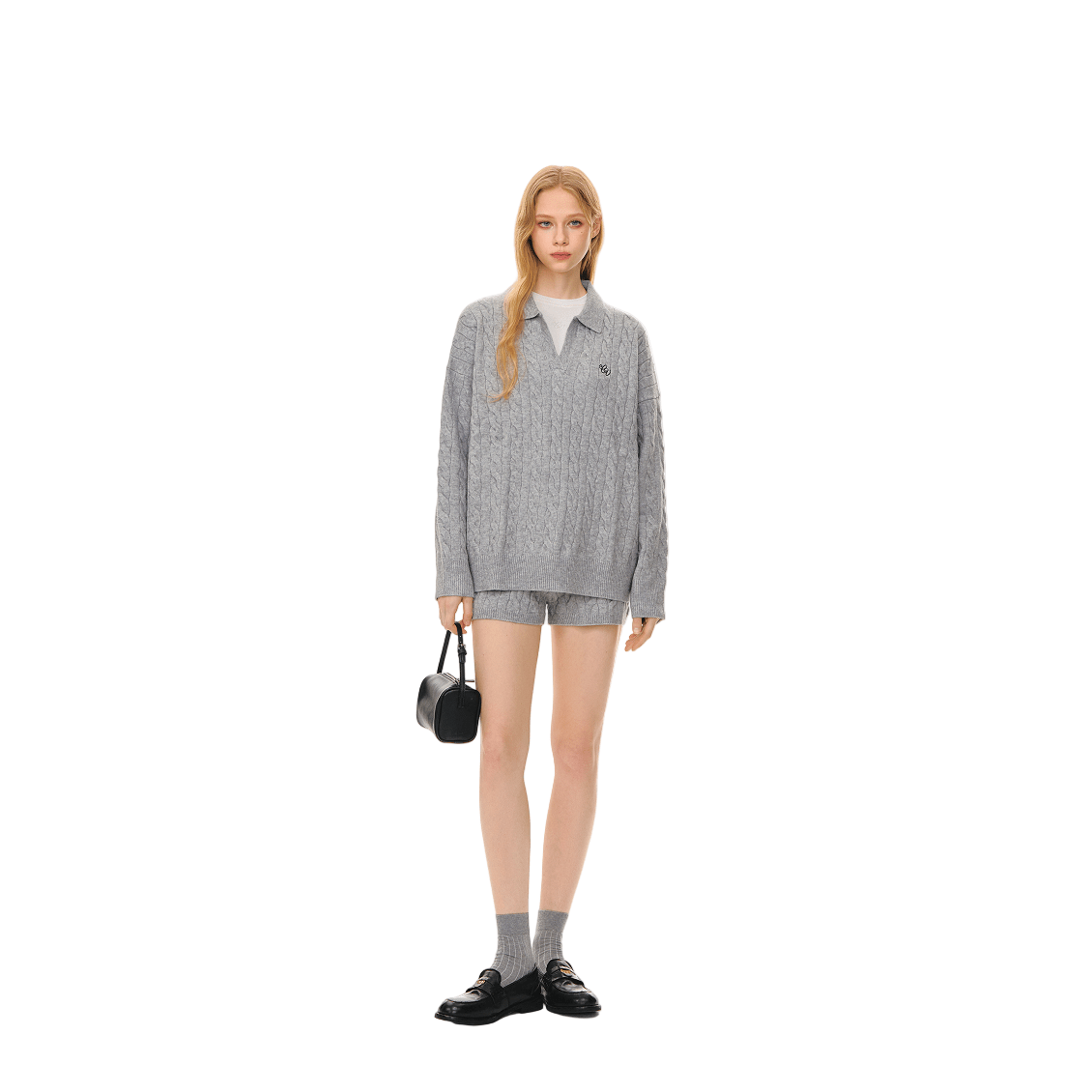 CLIMAX VISION Grey Cable Knit Suit Shorts | MADAX