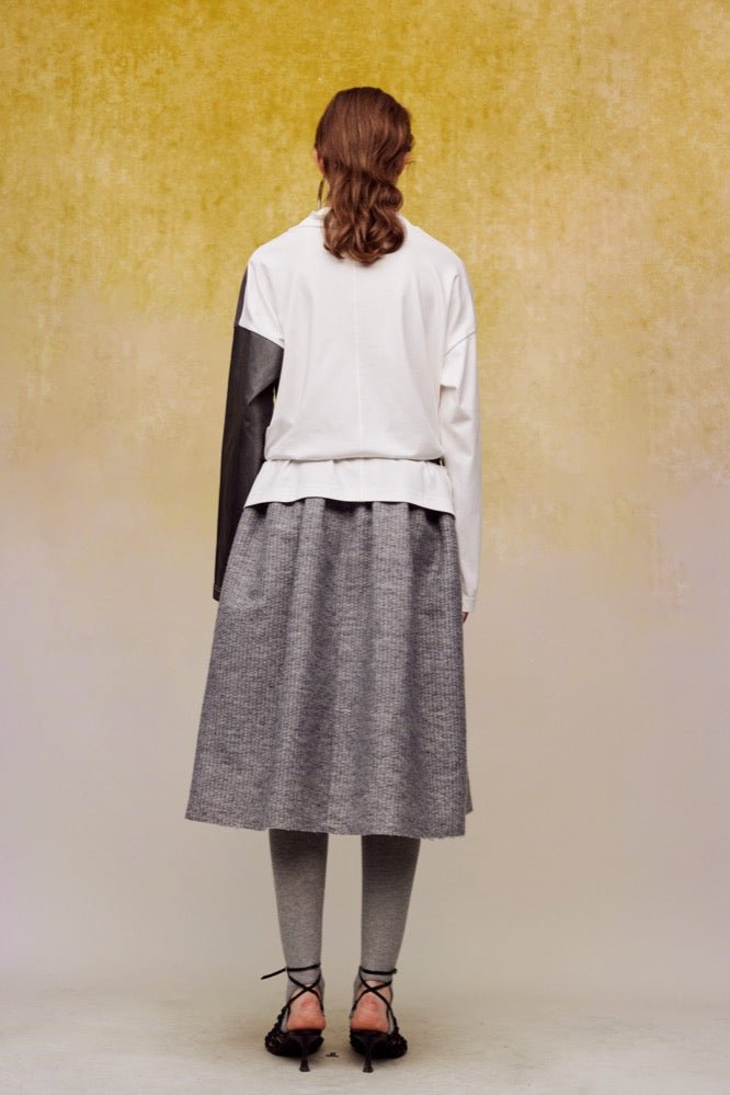 ilEWUOY Grey Deer Velvet Double Waist Skirt | MADA IN CHINA