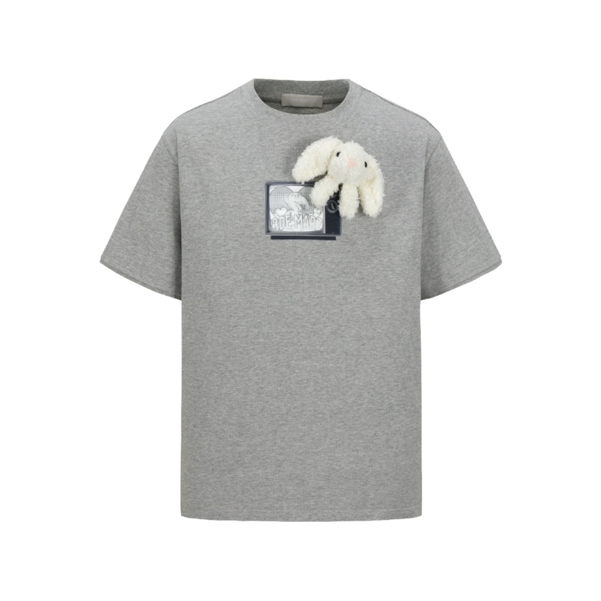 13DE MARZO Grey Plush TV Bear T-Shirt | MADA IN CHINA