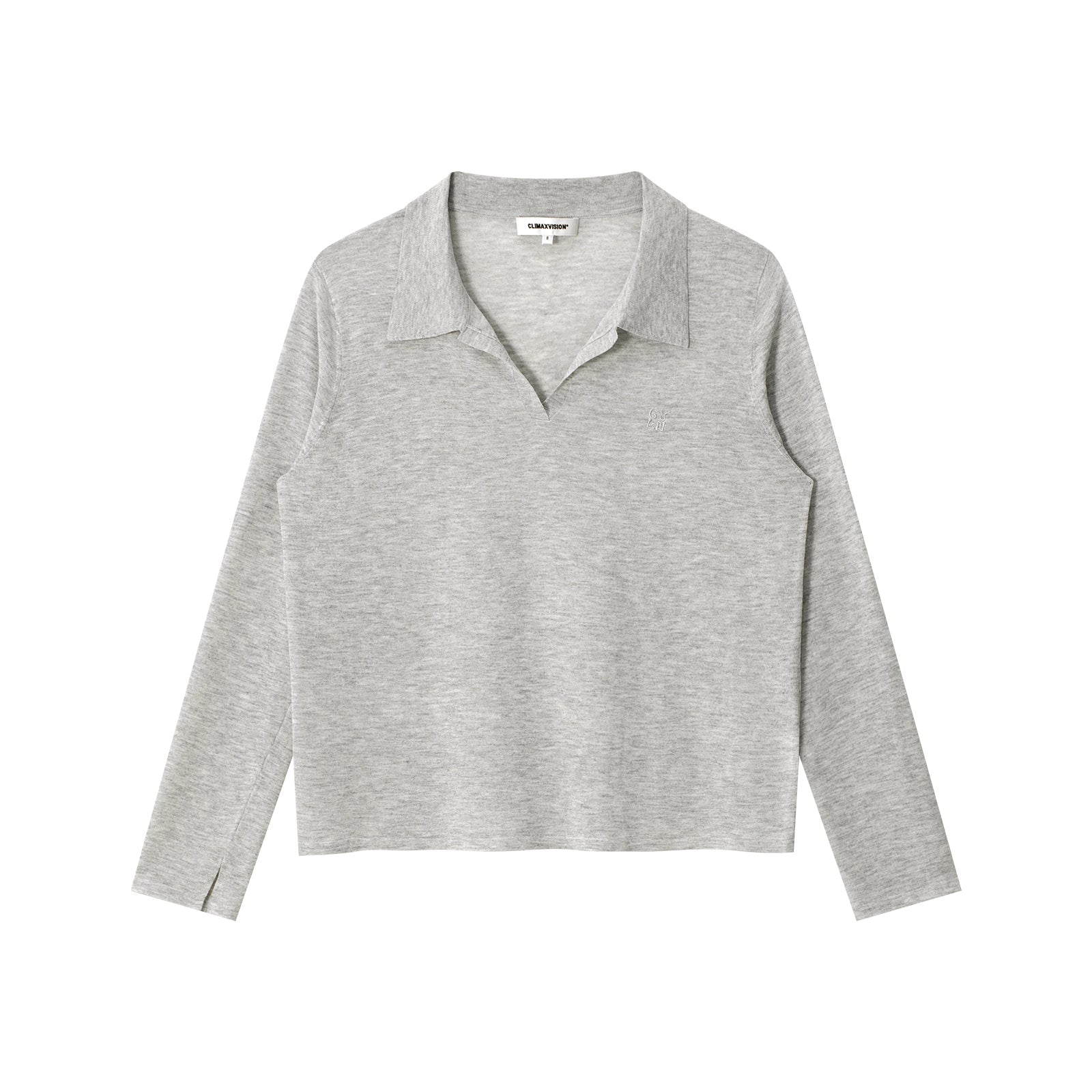 CLIMAX VISION Grey Tencel Linen Cool Polo Long Sleeve | MADAX