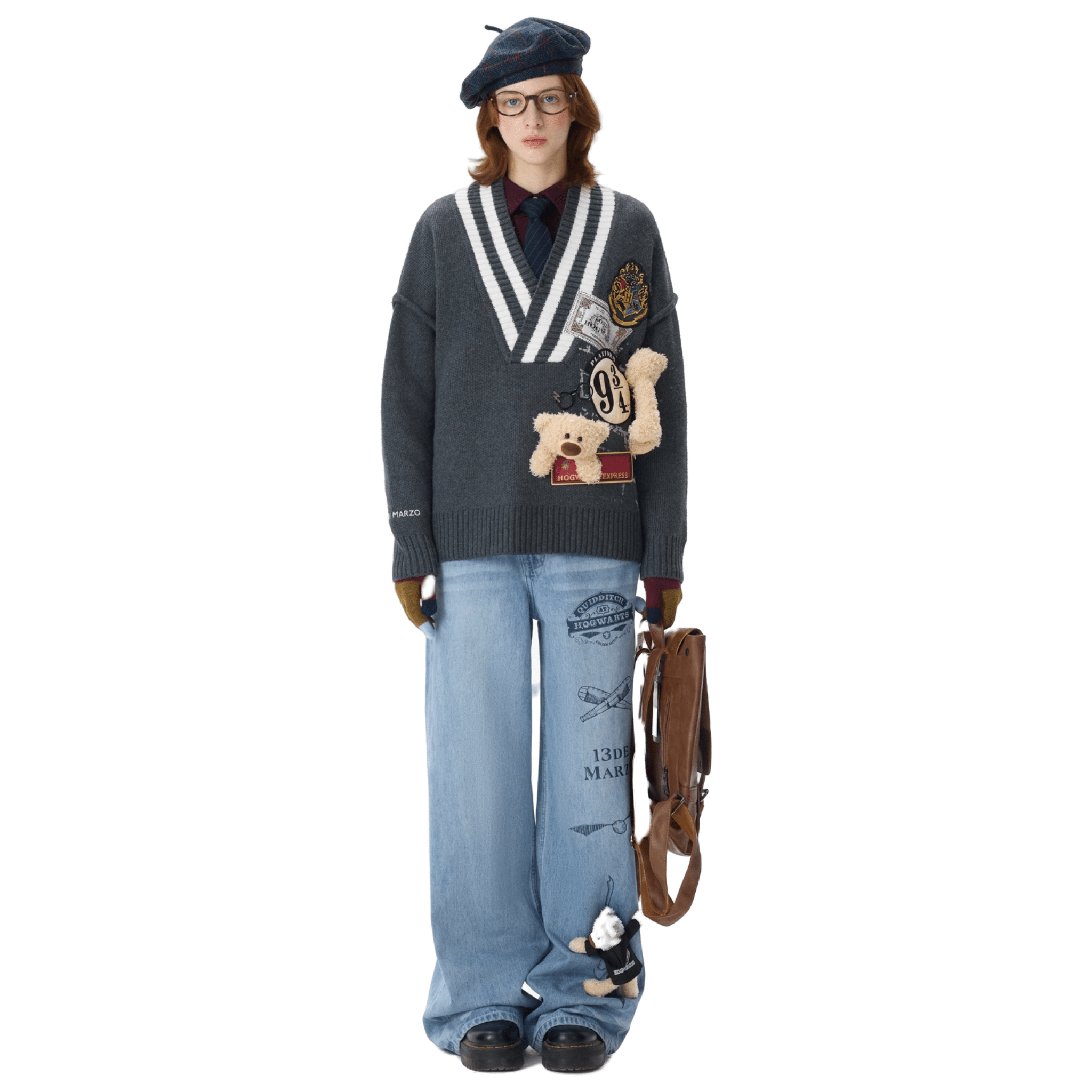 13DE MARZO Harry Potter Platform 9¾ V - neck Sweater in Grey | MADAX
