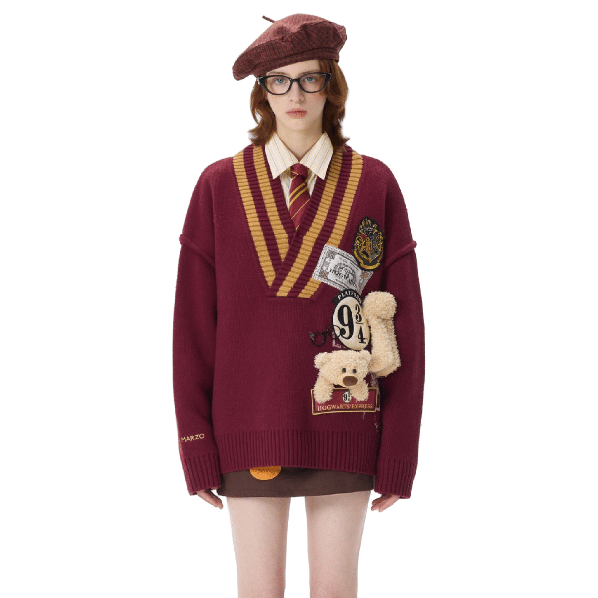 13DE MARZO Harry Potter Platform 9¾ V - neck Sweater in Red | MADAX