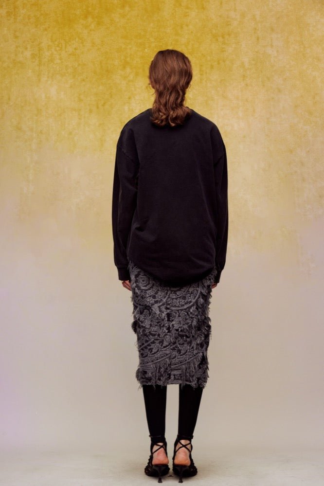 ilEWUOY Heavy Duty Brushed Jacquard Skirt in Black | MADA IN CHINA