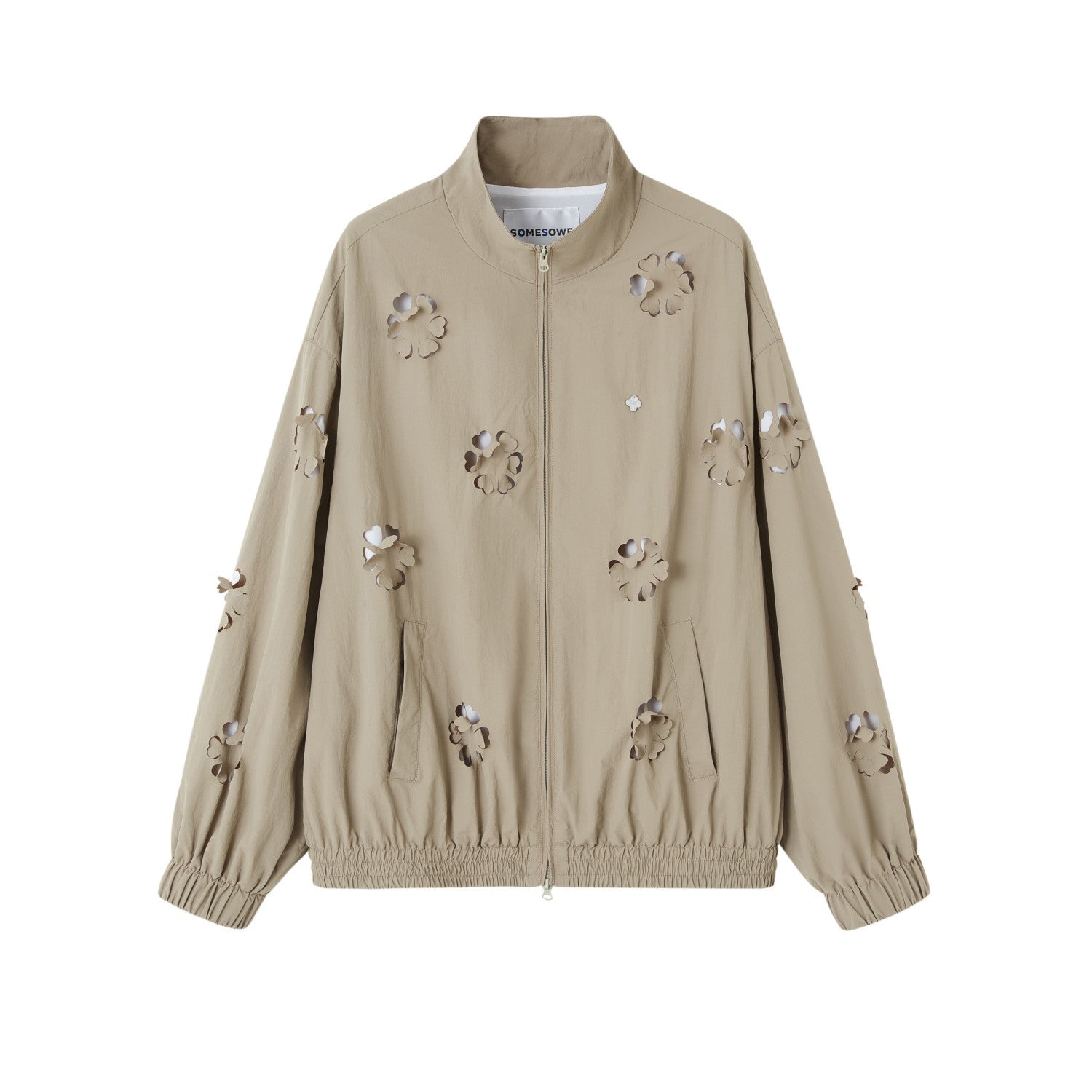 SOMESOWE Heavy Hollow Cut Floral Jacket In Khaki | MADAX