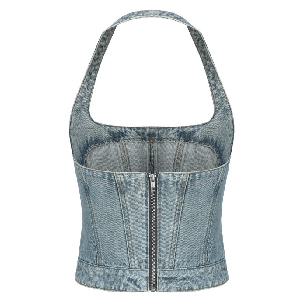 NECESSARY ANANKE Helter Neck Denim Top | MADA IN CHINA