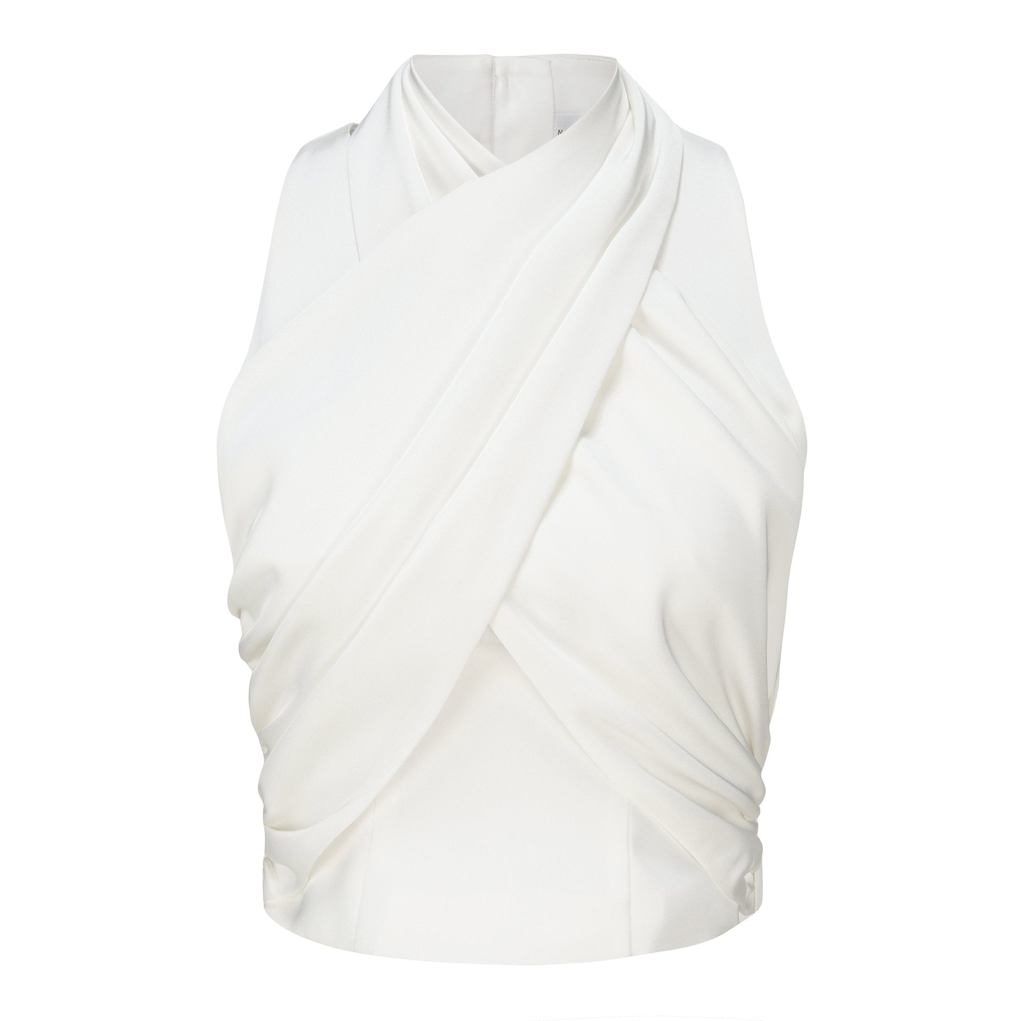 NECESSARY ANANKE Helter Neck Top in White | MADA IN CHINA