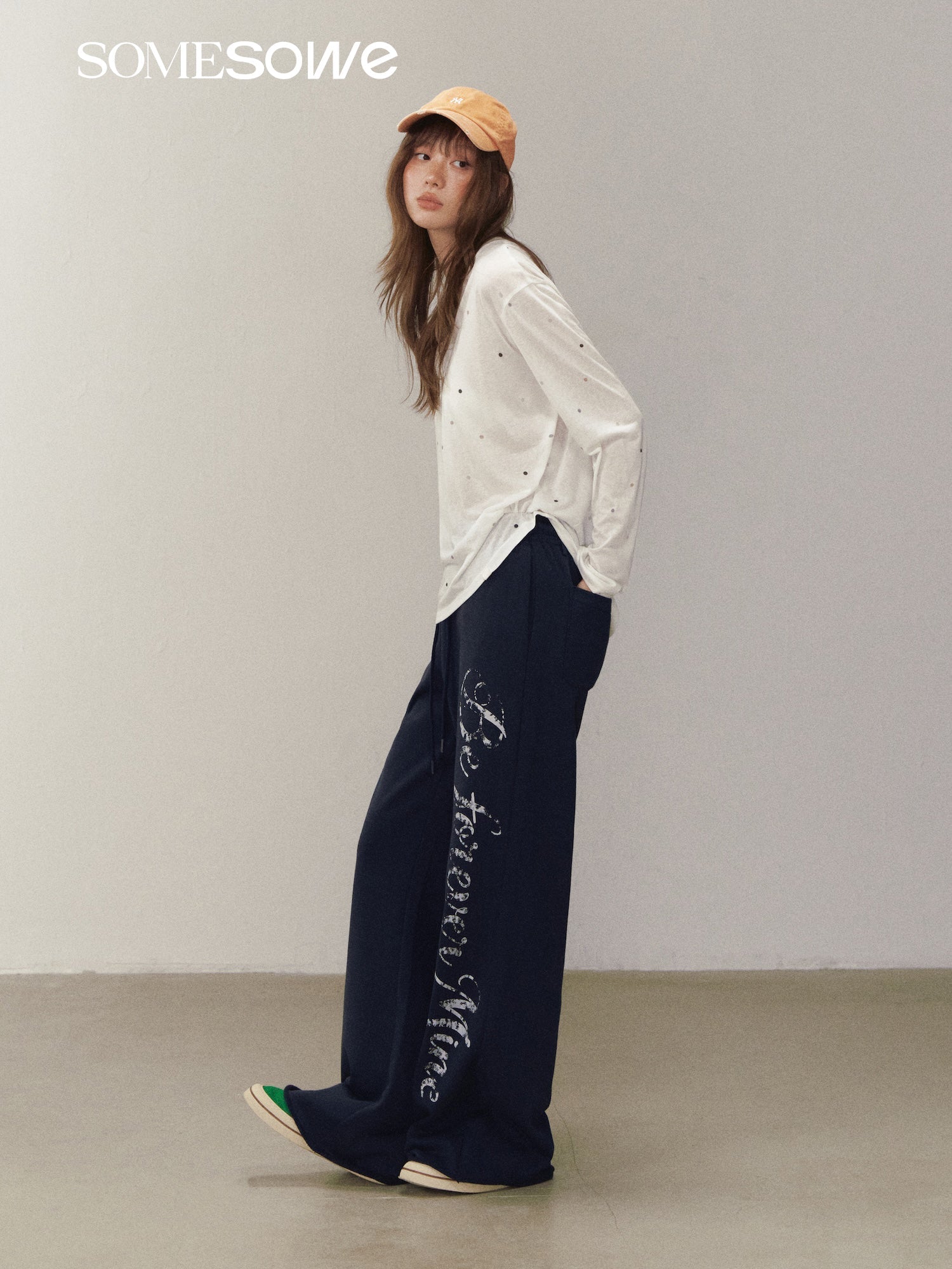 SOMESOWE Henley Collar Cool-Feel Cover-Up White Polka Dot | MADAX