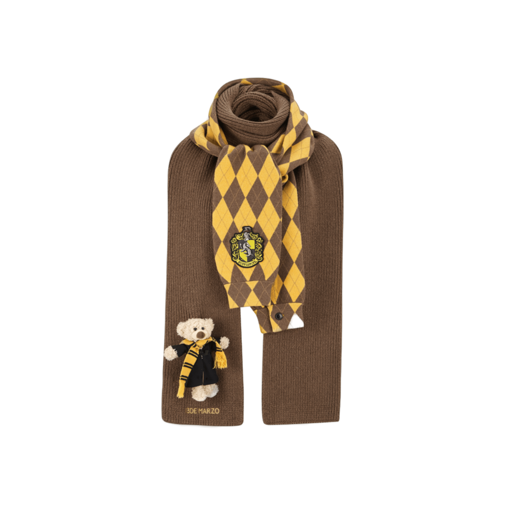 13DE MARZO Hogwarts Four Houses Bear Scarf Hufflepuff in Brown | MADAX