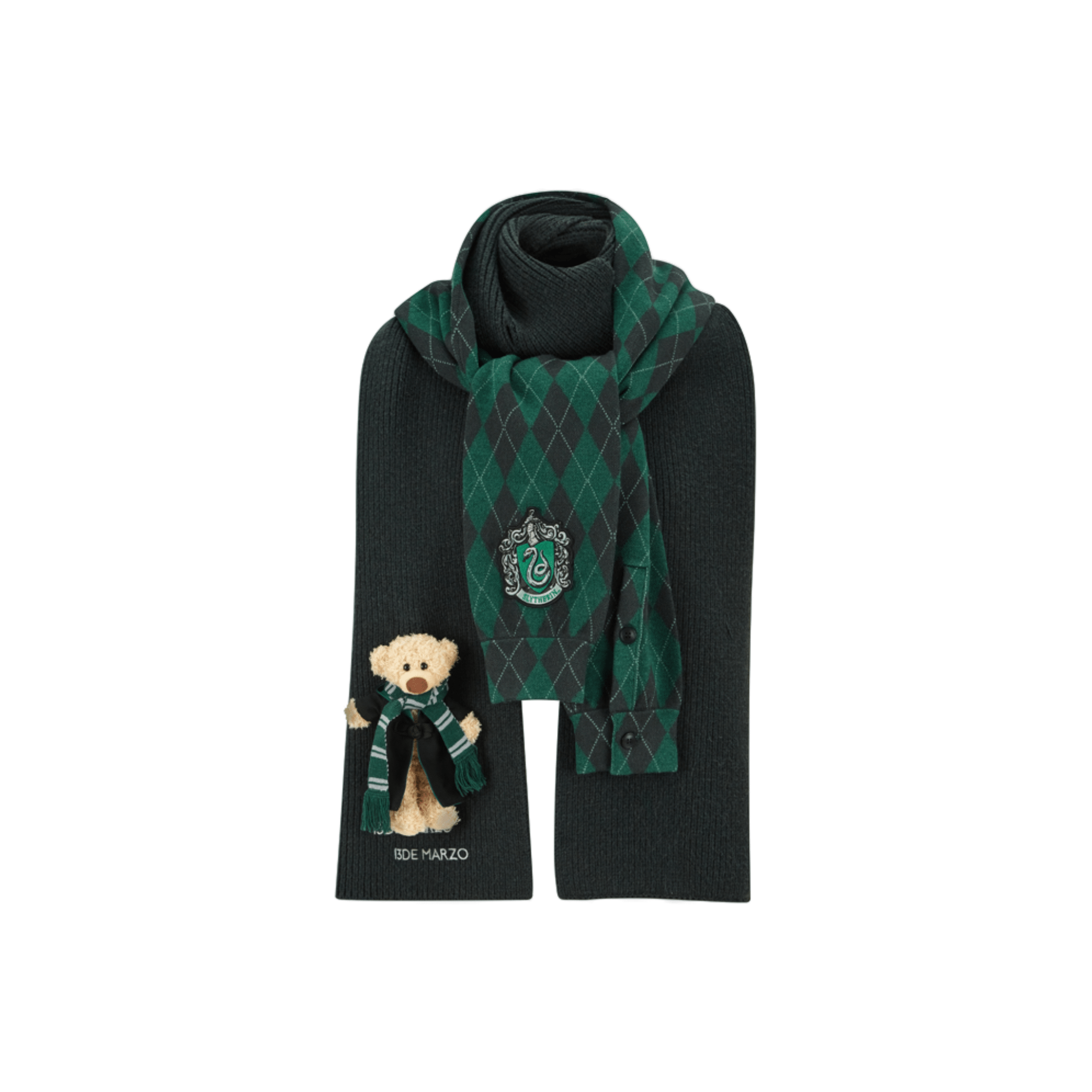 13DE MARZO Hogwarts Four Houses Bear Scarf Slytherin in Green | MADAX