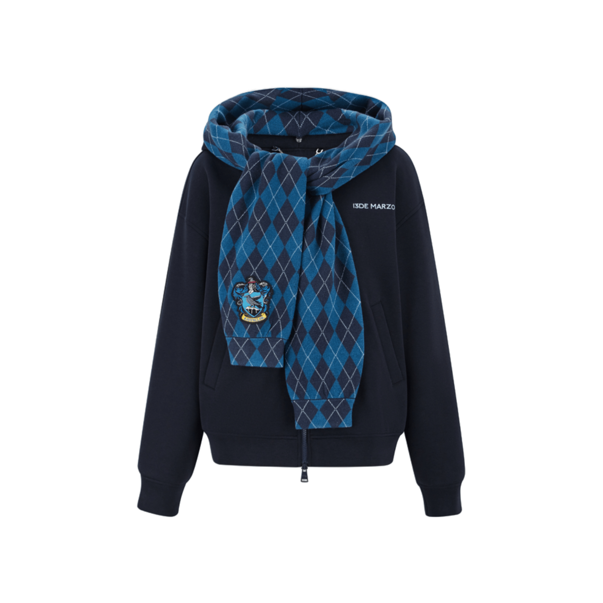 13DE MARZO Hogwarts Four Houses Bear Zipper Hoodie Ravenclaw in Blue | MADAX