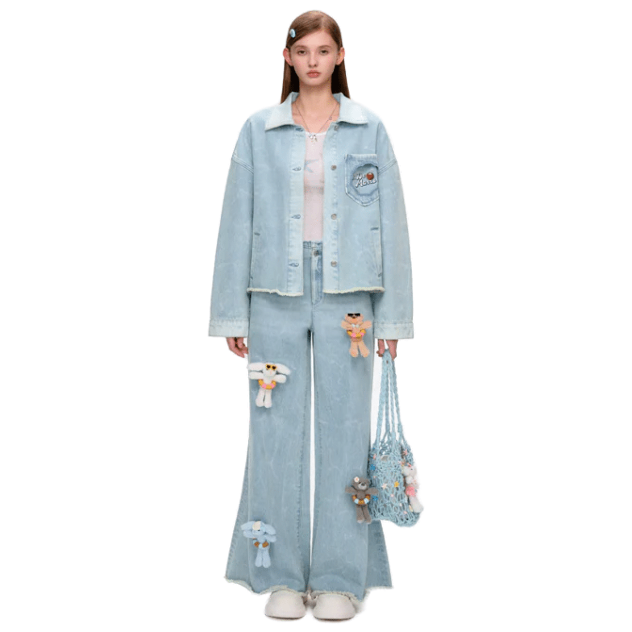13DE MARZO Holiday Style Multi - doll Denim Jacket in Blue | MADAX