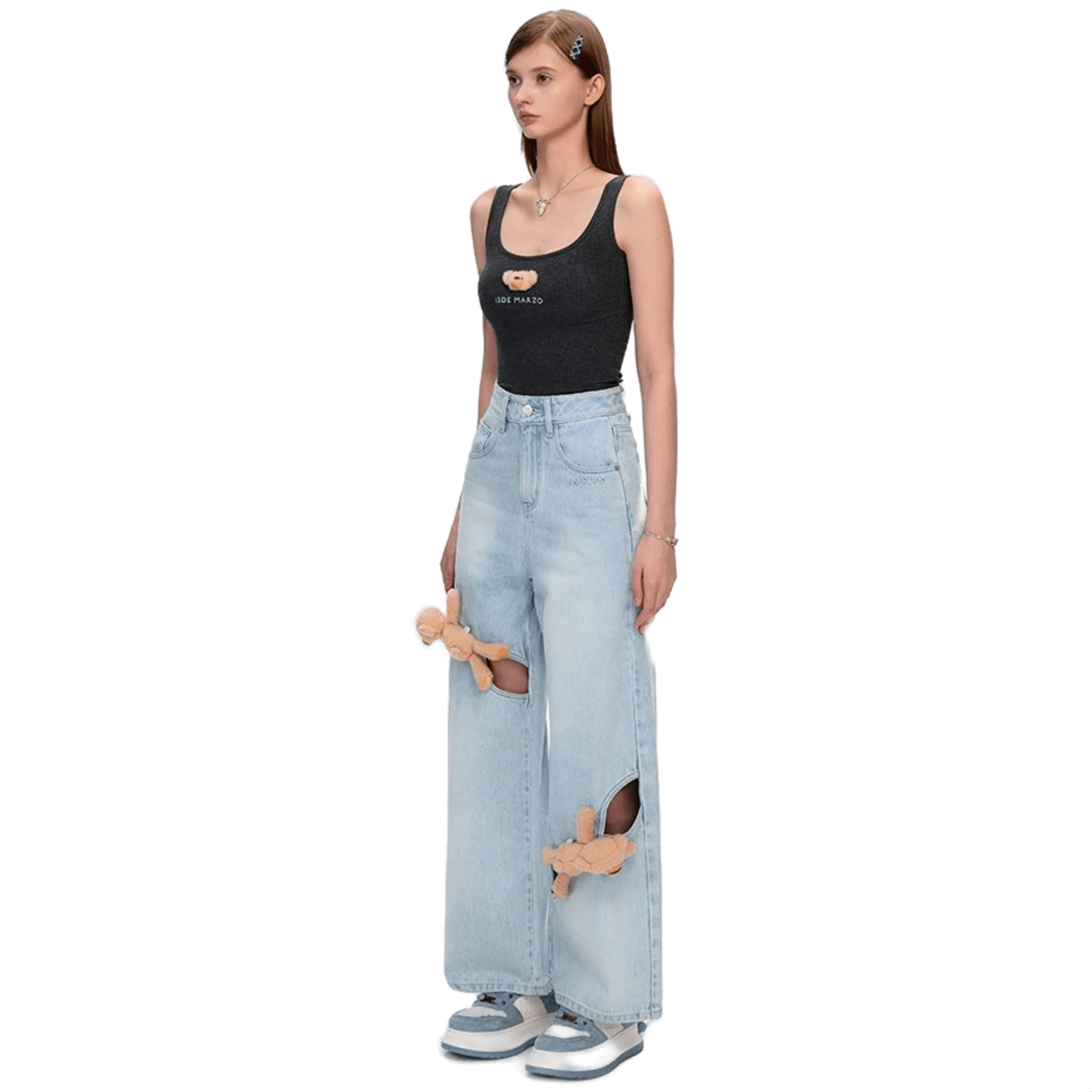 13DE MARZO Hollow Doll Jeans in Blue | MADAX