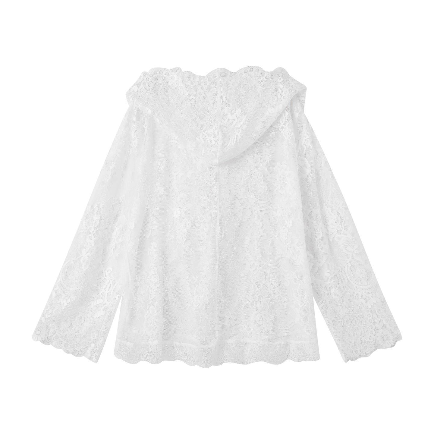 SOMESOWE Hooded Lace Cardigan In White | MADAX
