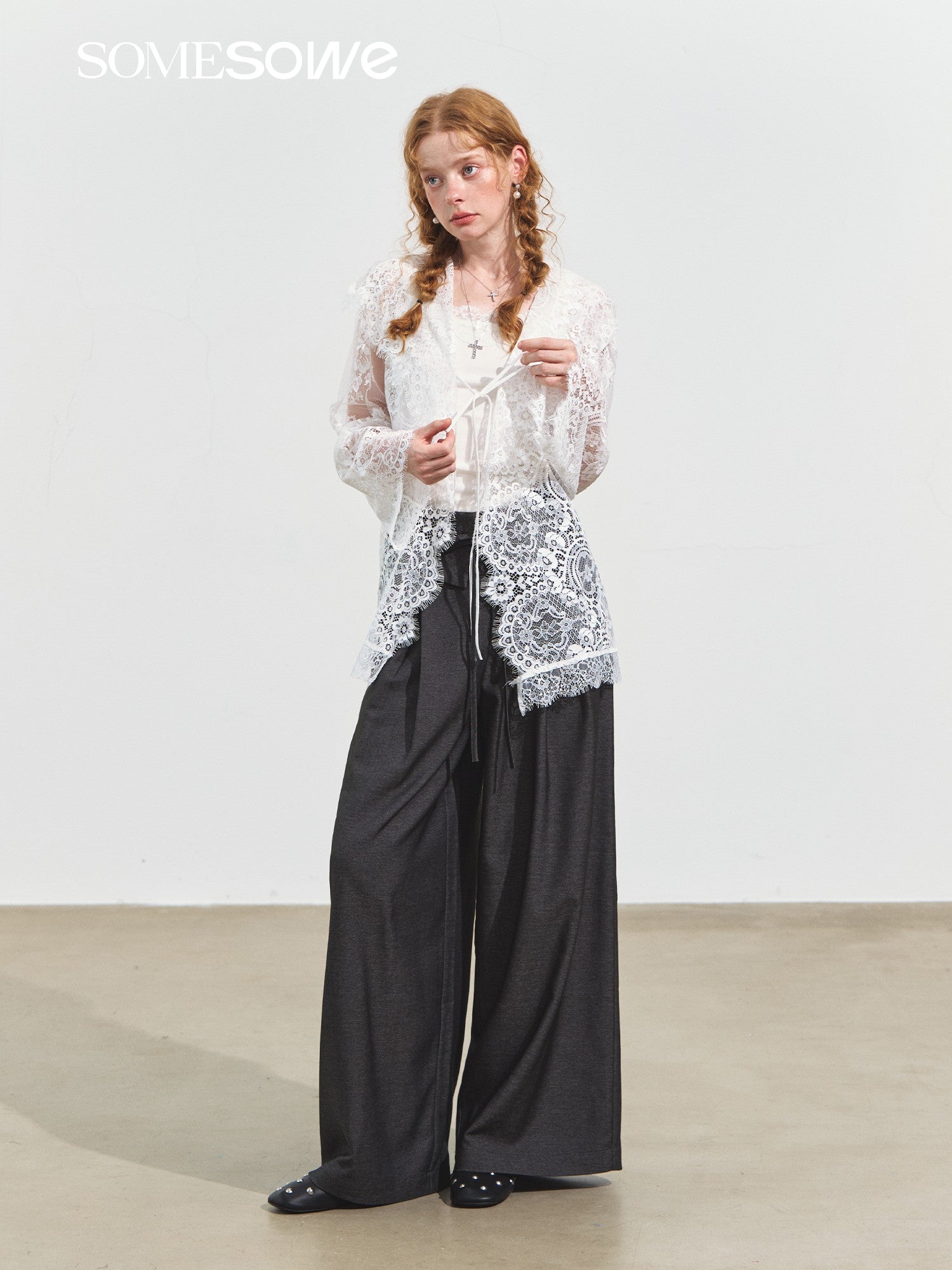 SOMESOWE Hooded Lace Cardigan In White | MADAX