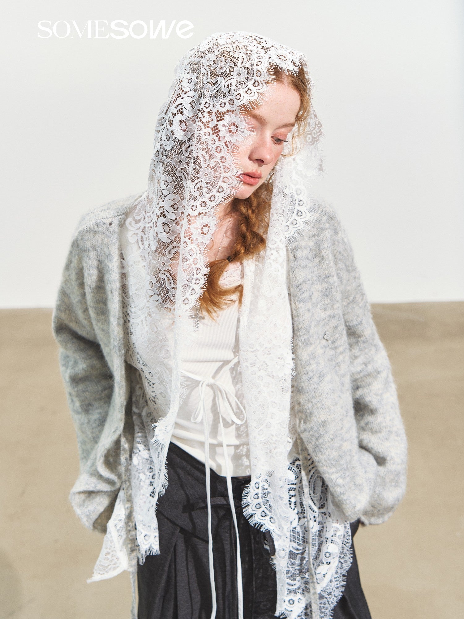 SOMESOWE Hooded Lace Cardigan In White | MADAX