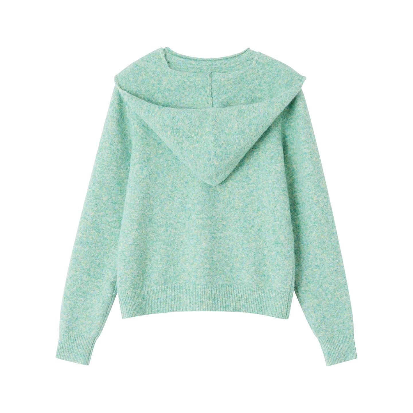 SOMESOWE Hooded Shawl Rolled Hem Round Neck Cardigan In Green | MADAX