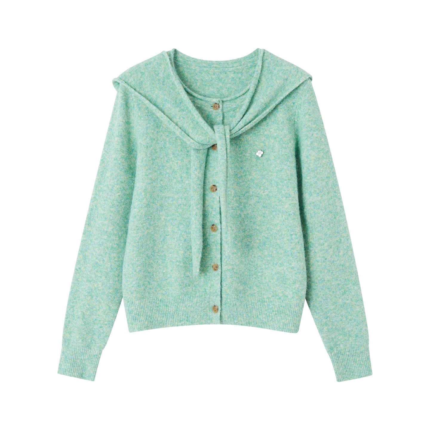 SOMESOWE Hooded Shawl Rolled Hem Round Neck Cardigan In Green | MADAX