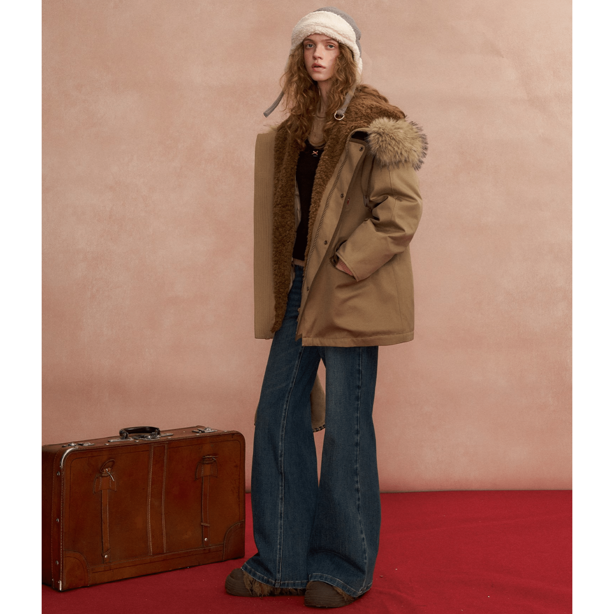 SOMESOWE Hooded Workwear Parka Down Jacket in Khaki | MADAX