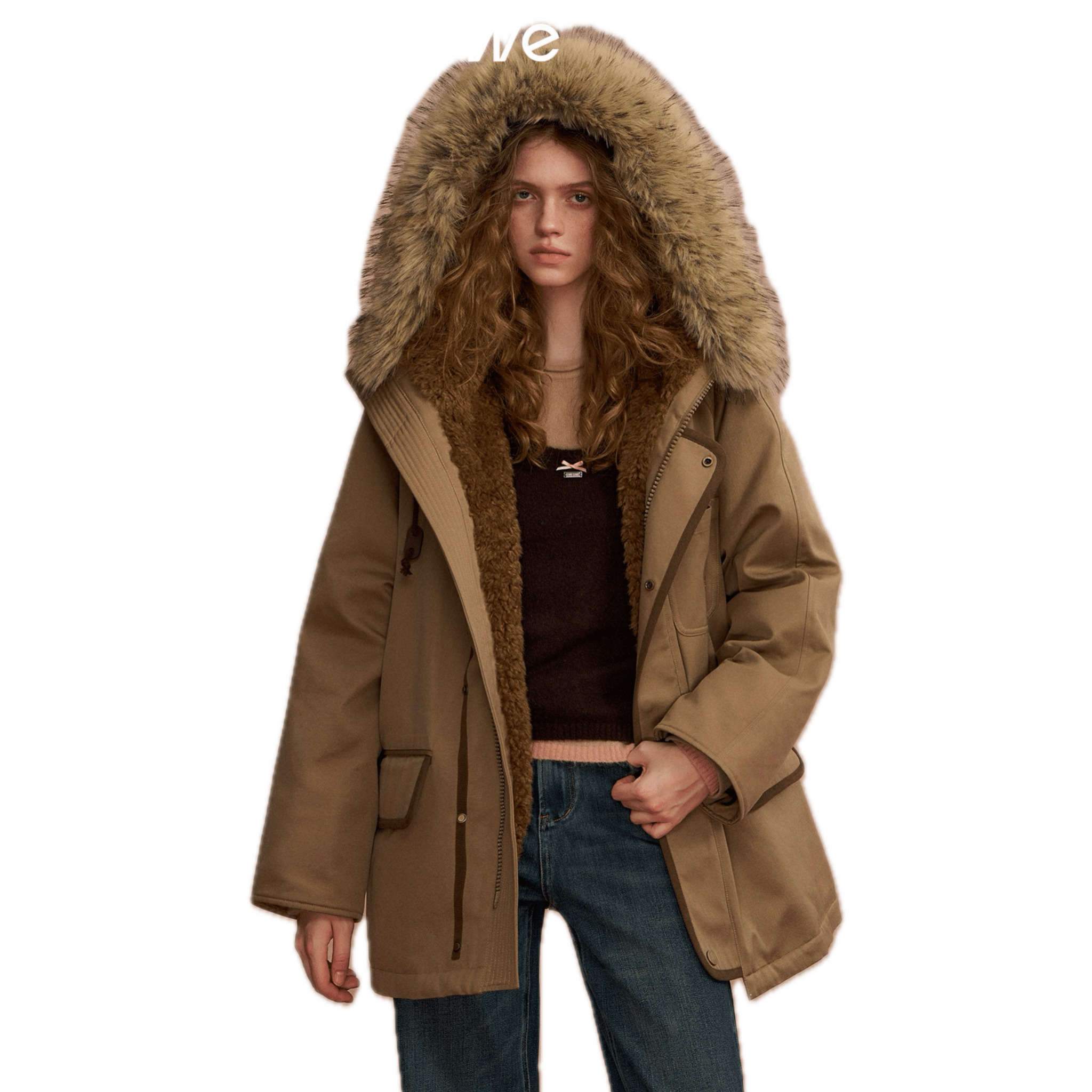 SOMESOWE Hooded Workwear Parka Down Jacket in Khaki | MADAX