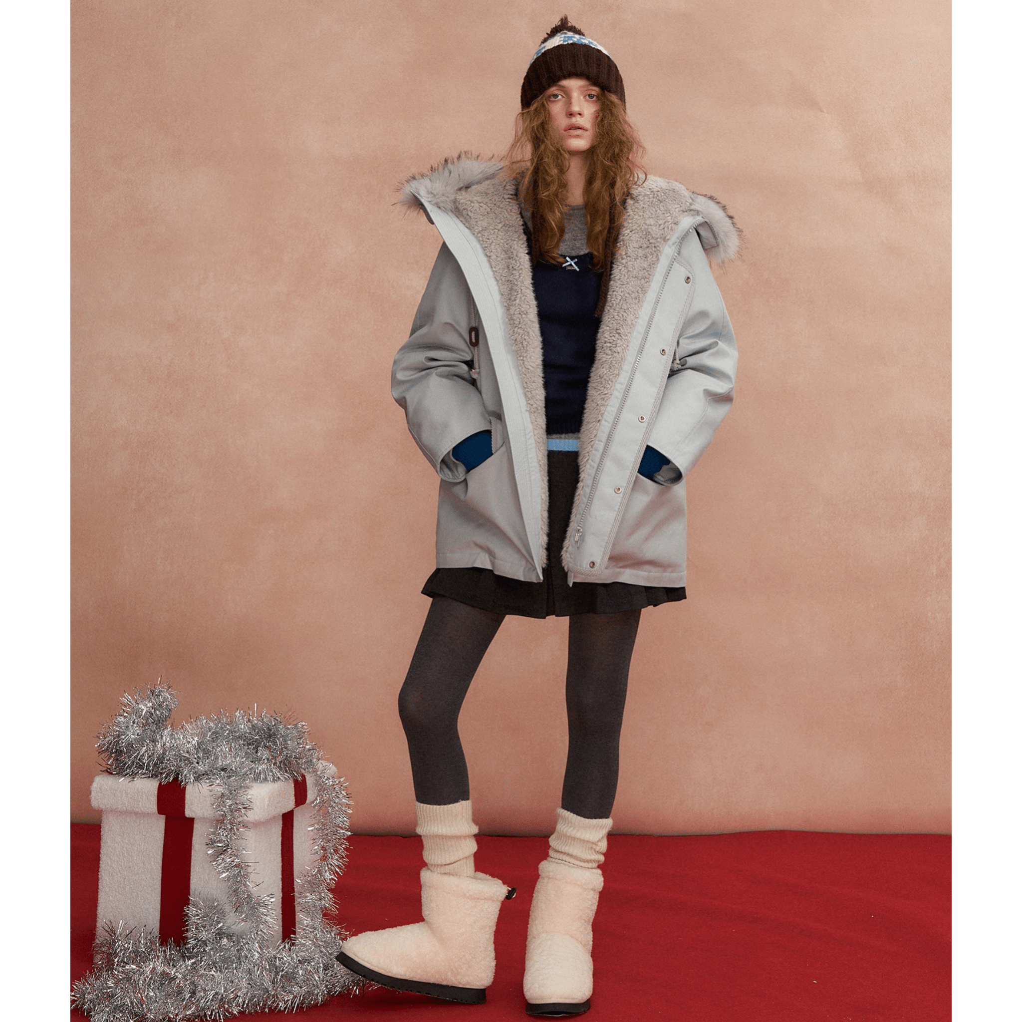 SOMESOWE Hooded Workwear Parka in Light Blue | MADAX