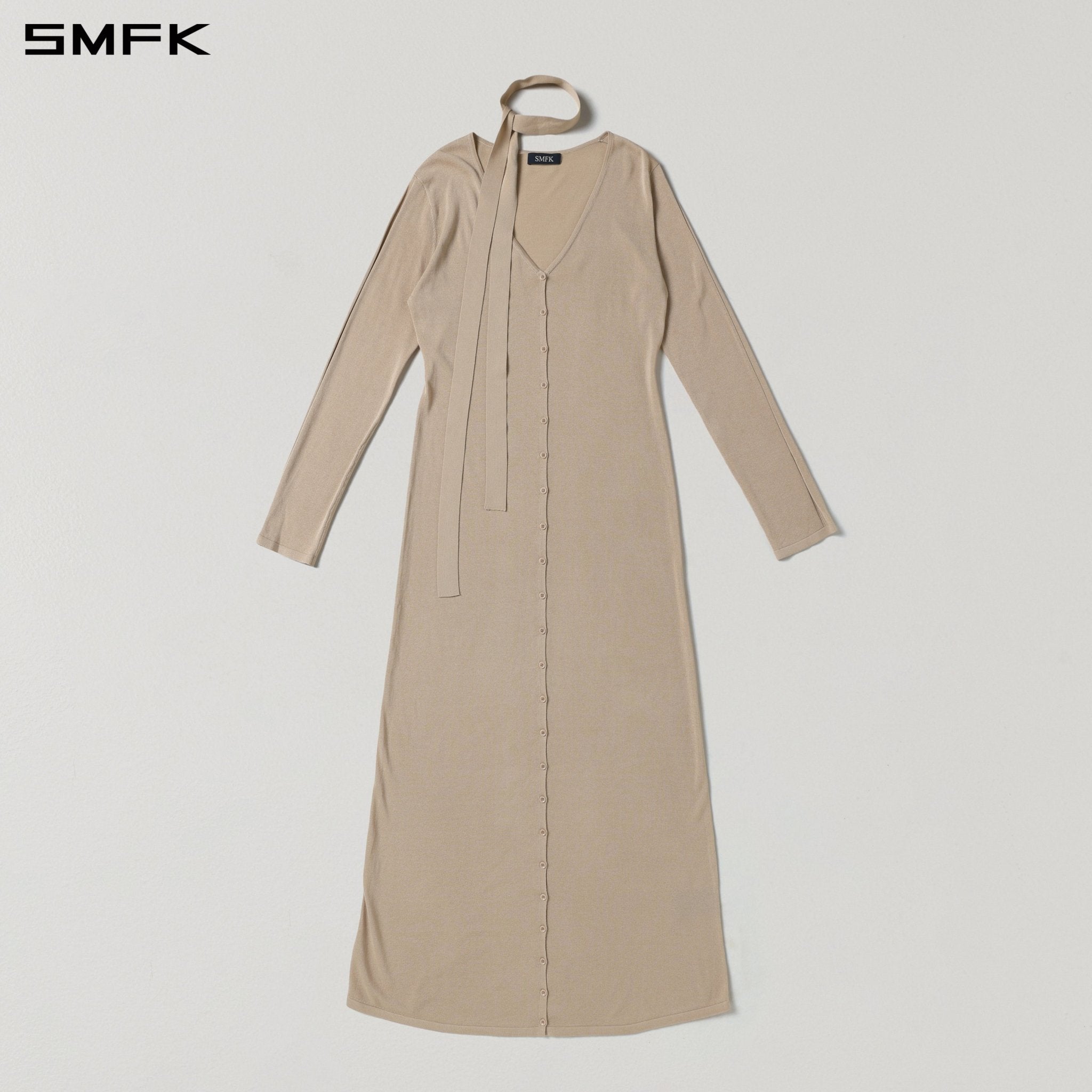 SMFK Hoodie Cardigan Long Skirt in Skin Tone | MADAX