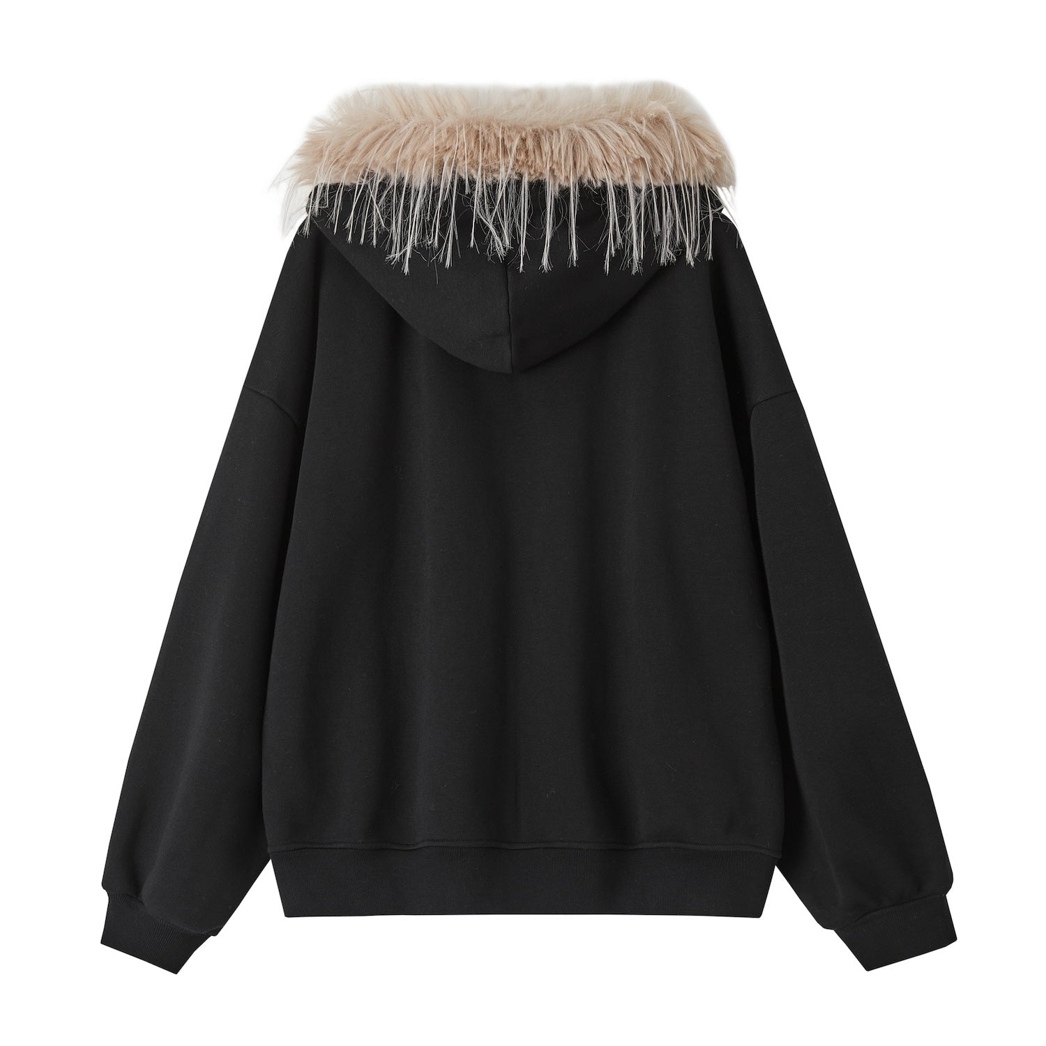 SOMESOWE Hoodie With Detachable Fur Collar In Black | MADAX